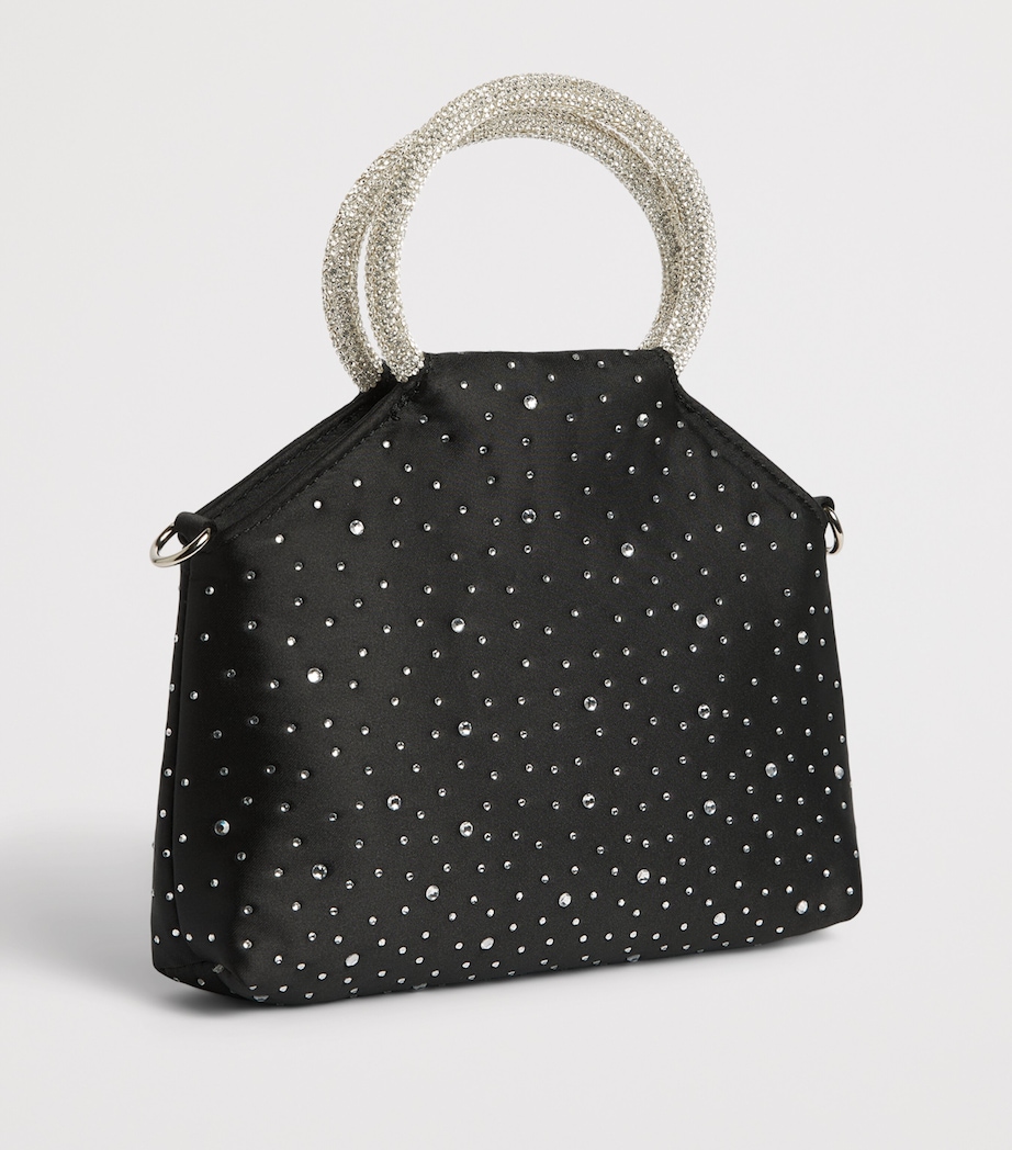 Monnalisa Crystal-Embellished Satin Shoulder Bag Nero Image 2