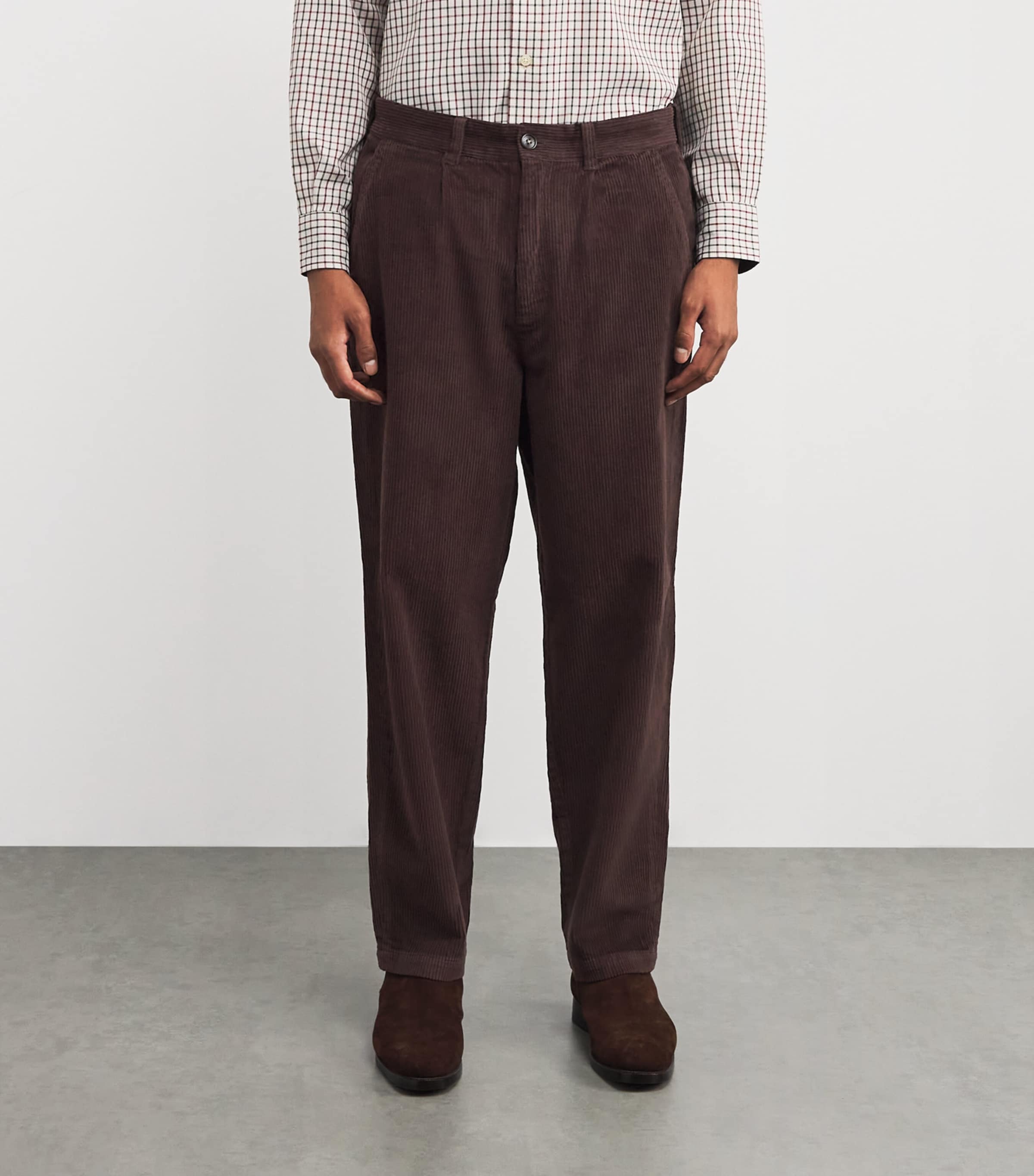 Stretch-Cotton Corduroy Relaxed Trousers DARK OAK Image 3