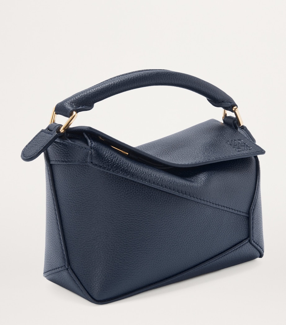 Mini Leather Puzzle Edge Top-Handle Bag DEEP NAVY Image 3