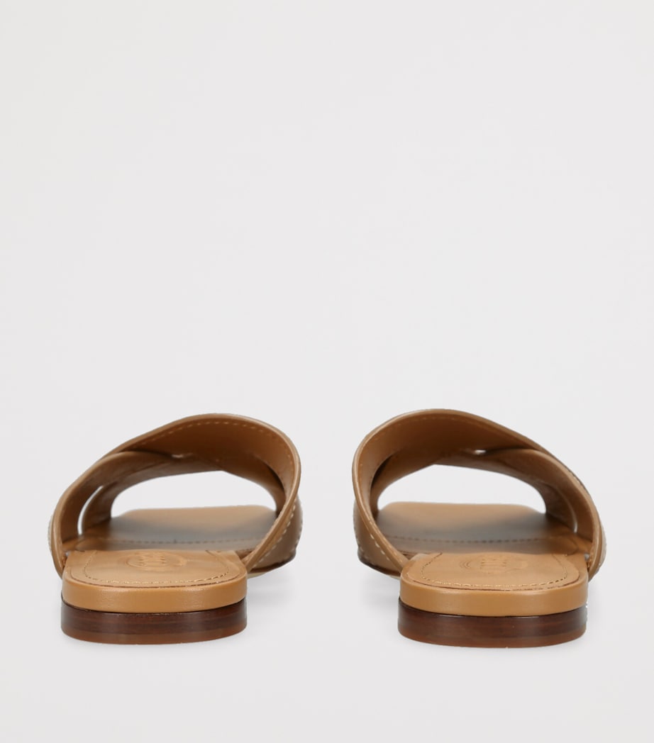Tod's Leather T-Strap Sandals Camel Image 2