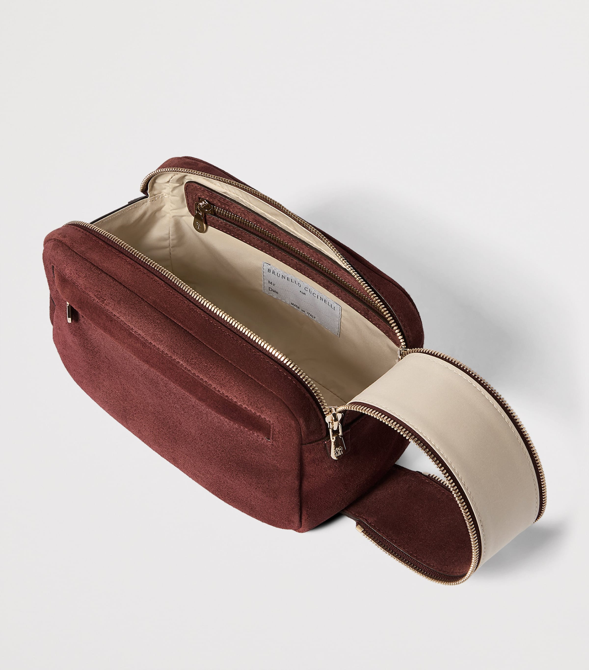 Brunello Cucinelli Suede Zipped Wash Bag Image 4