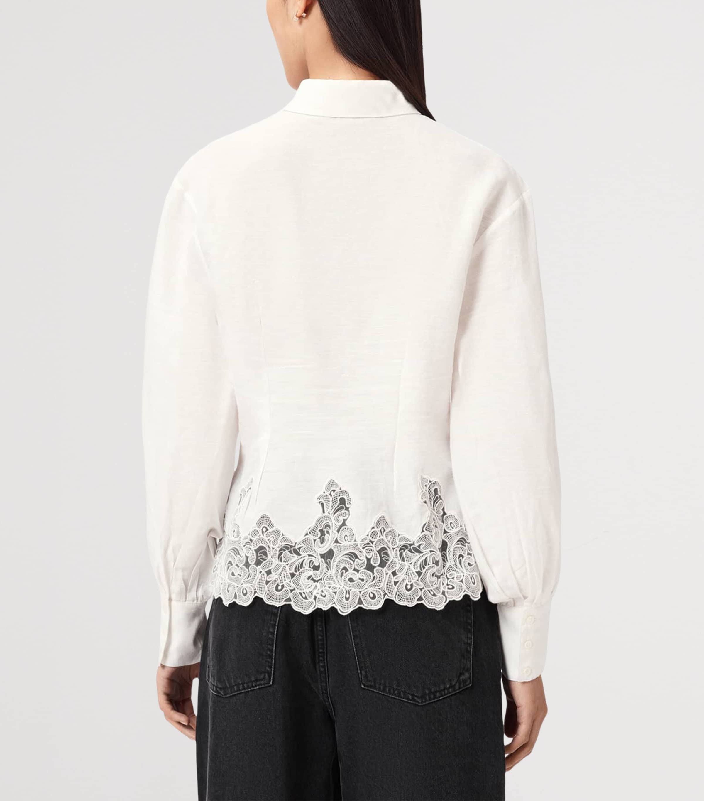 AllSaints Womens Linen-Cotton Carol Shirt White Image 4