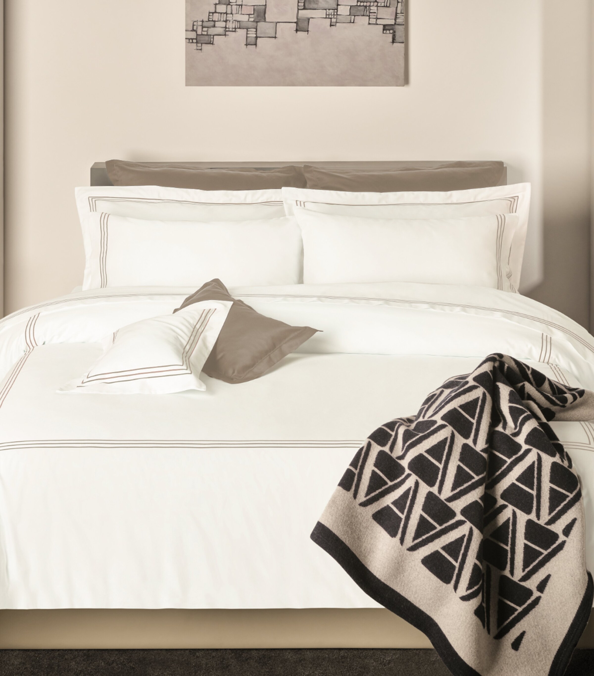 Egyptian Cotton Alvorada Flat Sheet (300cm x  265cm) WHITE/TIRAMISU Image 2