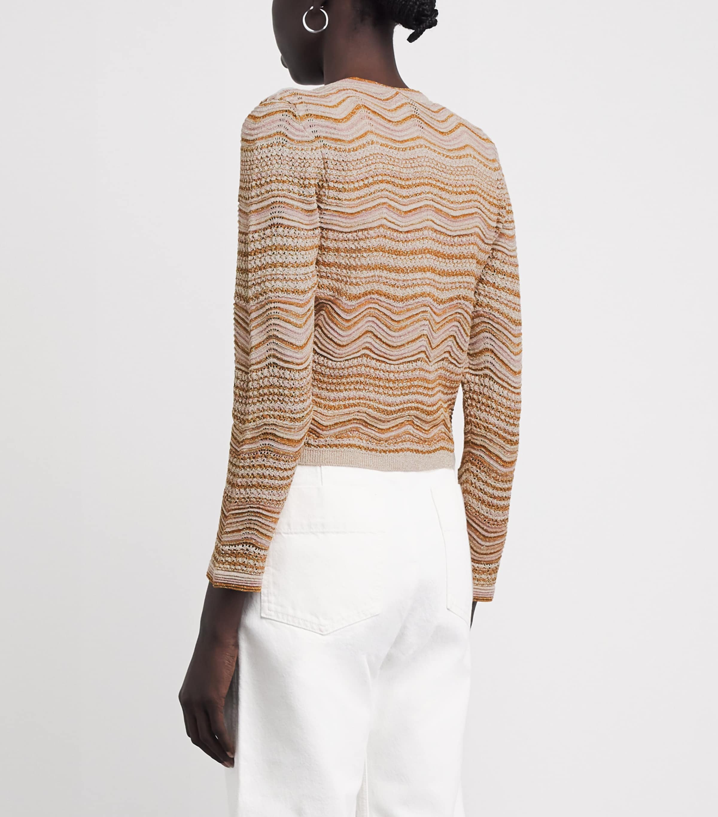 Sandro Paris Womens Knitted Stripe Cardigan Brown Image 4