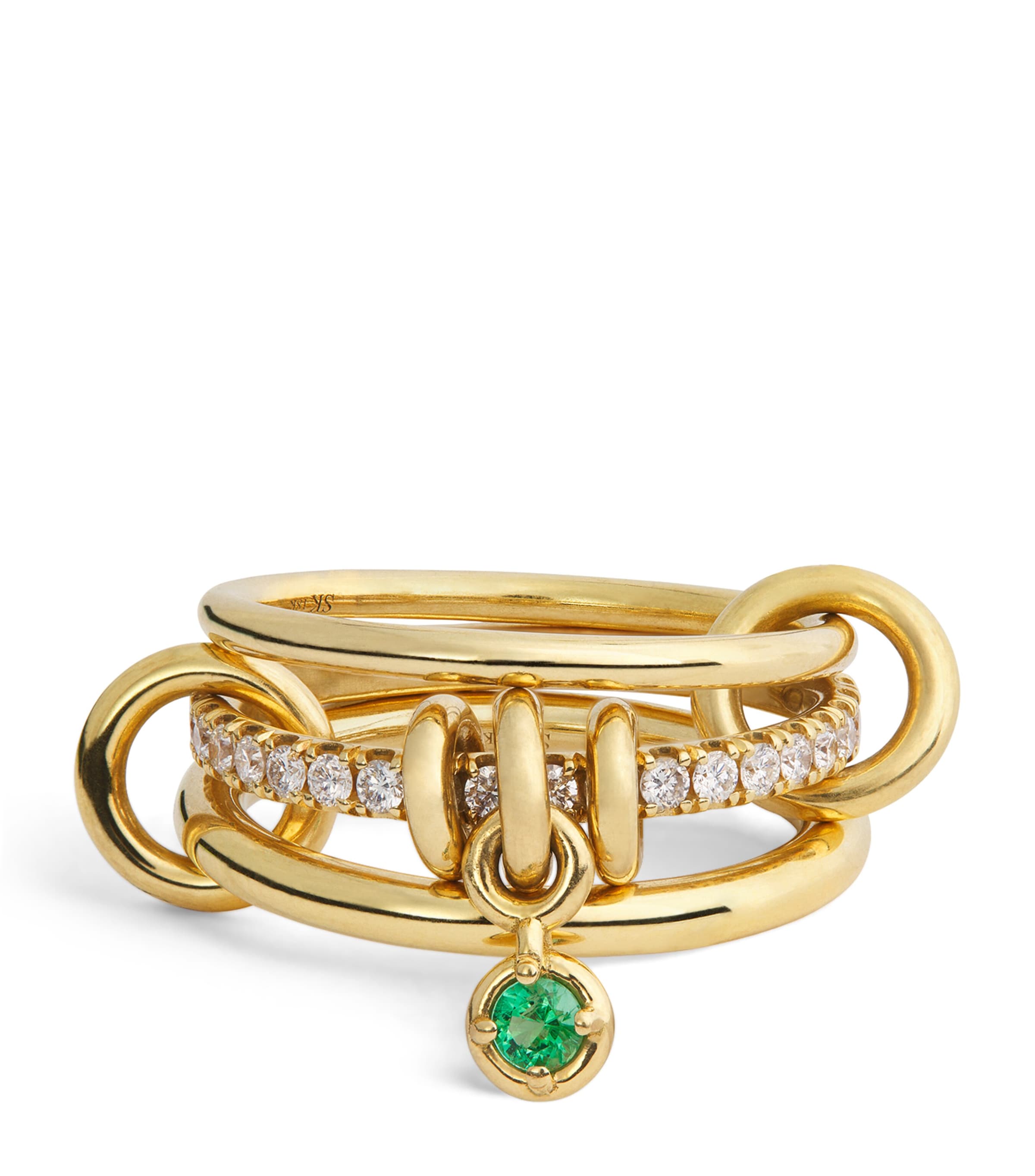 Spinelli Kilcollin Yellow Gold, Diamond and Emerald Pave Ring | Harrods EG