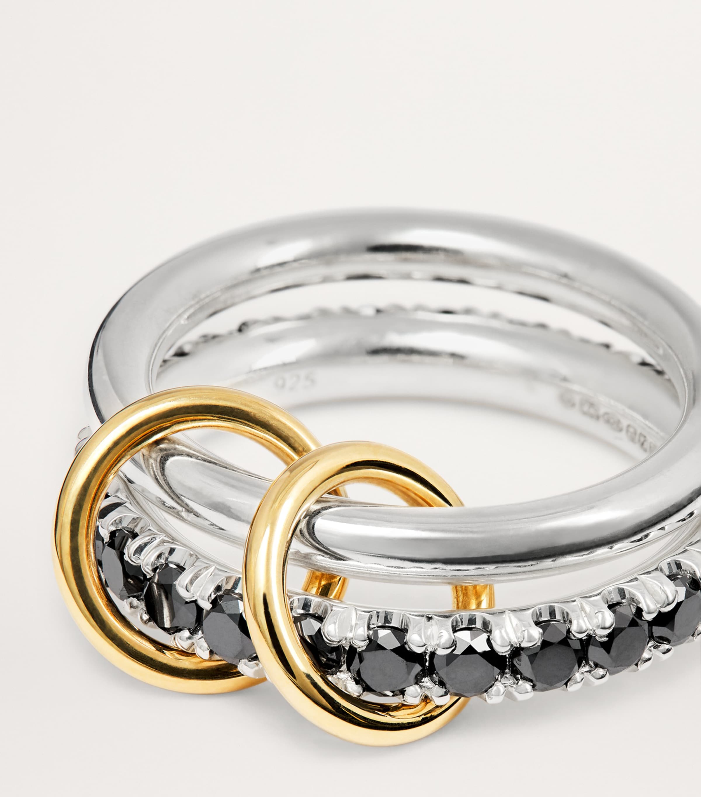 Sterling Silver, Yellow Gold and Diamond Enzo Noir Ring STERLING SILVER Image 4