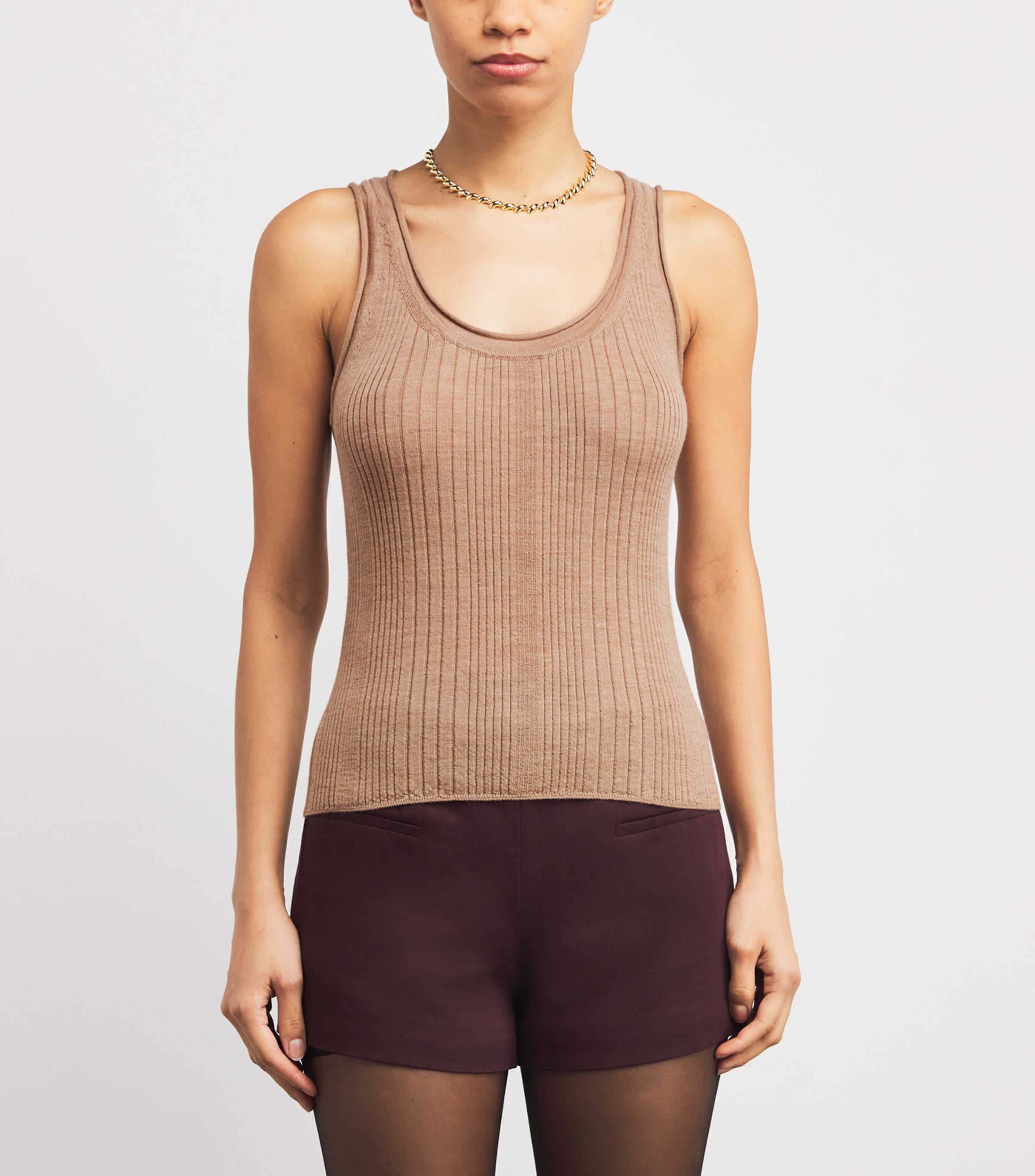 Merino Wool Birke Tank Top N1065 DARK KHAKI Image 3