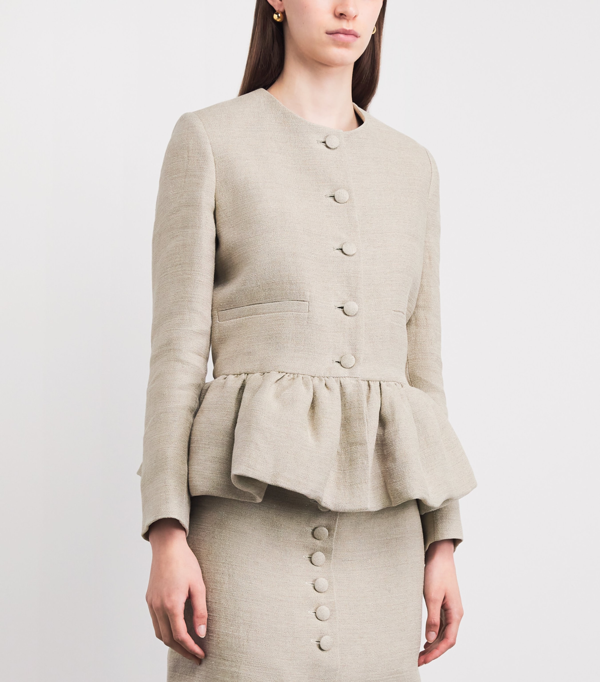 Liberowe Womens Linen Peplum Jacket Beige Image 4