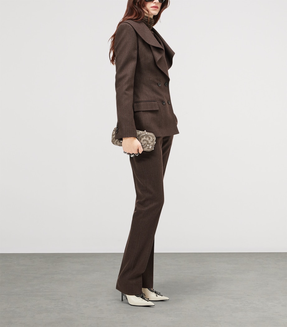 McQueen Womens Wool Pinstripe Double-Breasted Blazer Image 4