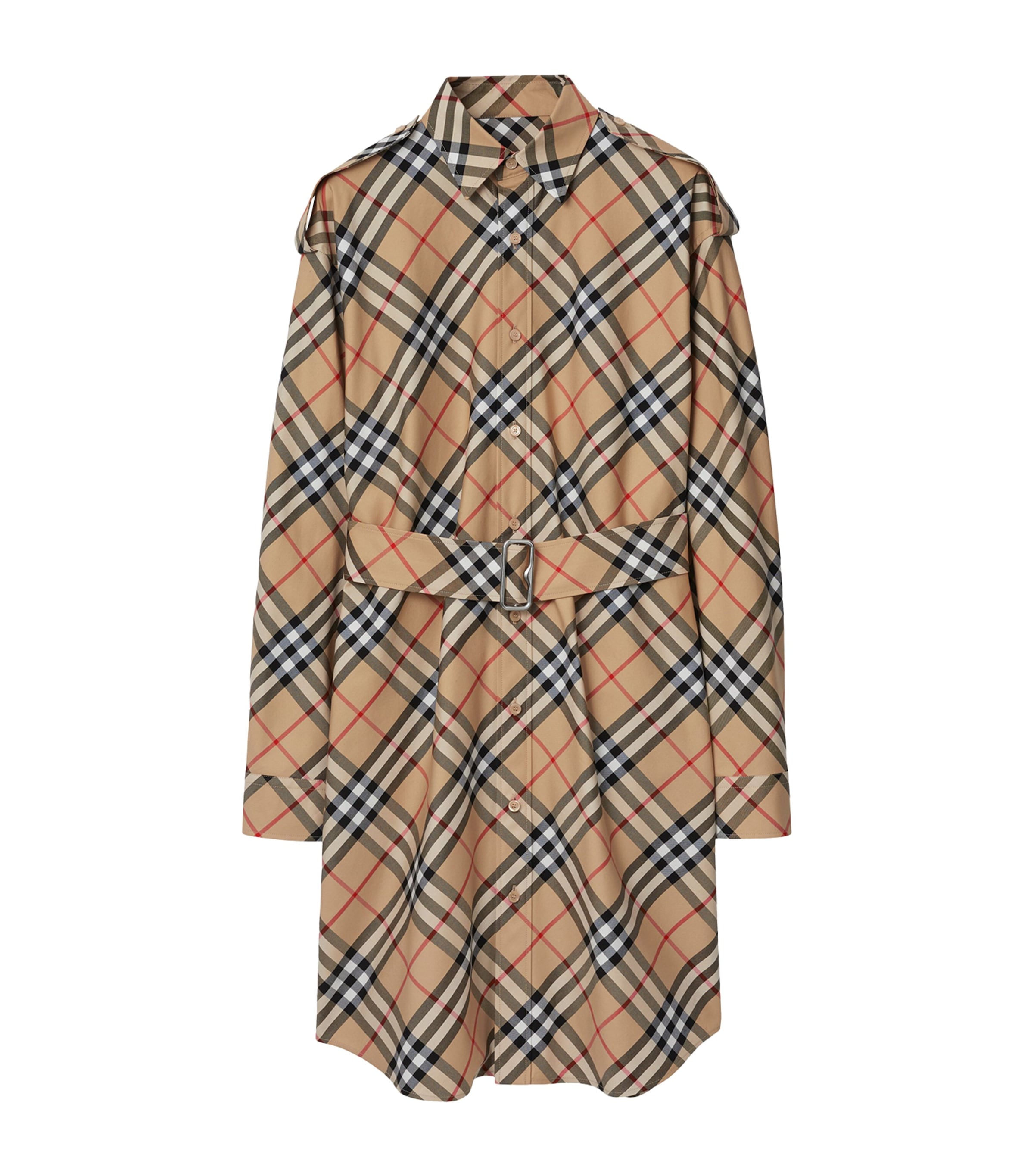Burberry Vintage Check Long Sleeved Shirt Dress In Brown