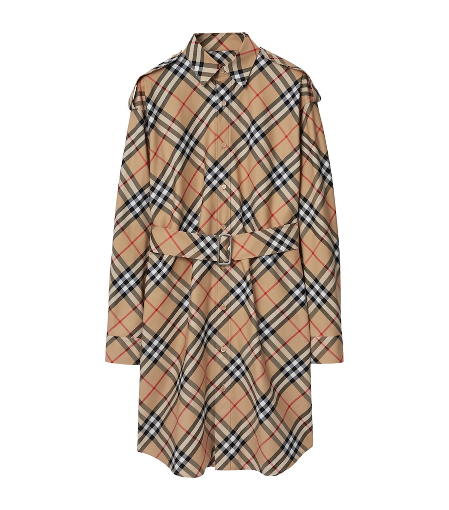 Cotton Check Shirt Dress SAND IP CHECK Image 1