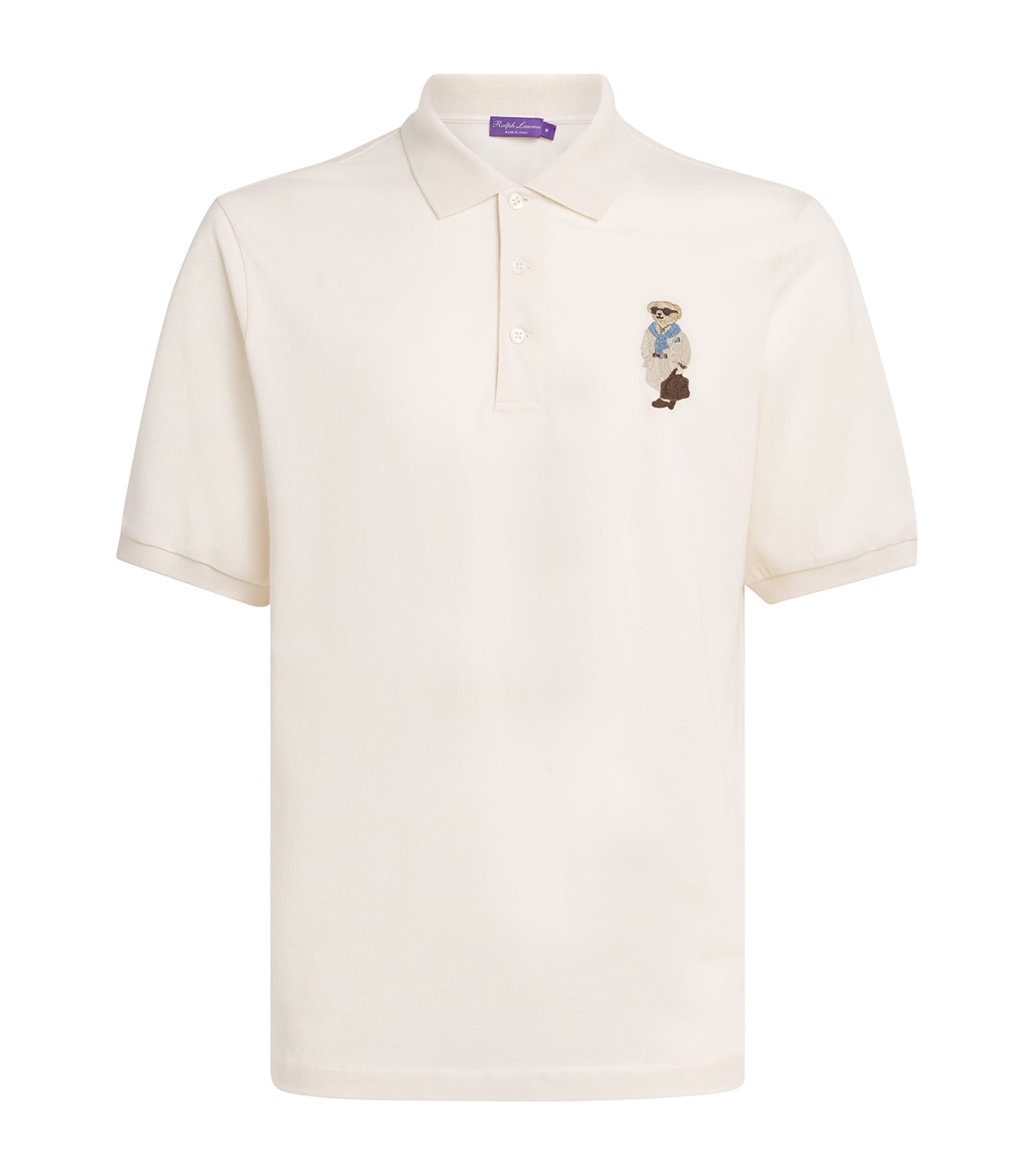 Ralph Lauren Purple Label Mens Cotton-Cashmere Polo Bear Polo Shirt Classic Cream Image 1