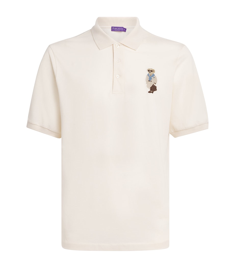 Ralph Lauren Purple Label Mens Cotton-Cashmere Polo Bear Polo Shirt Classic Cream Image 1