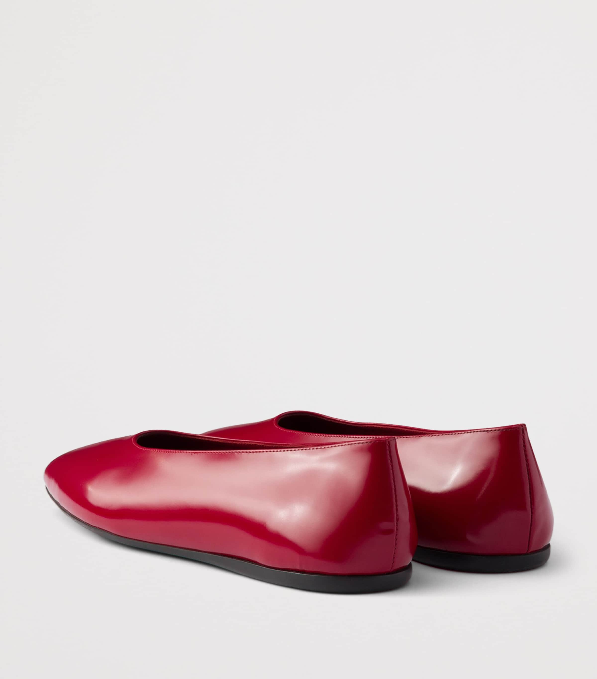 Prada Leather Logo Ballet Flats Red Image 4