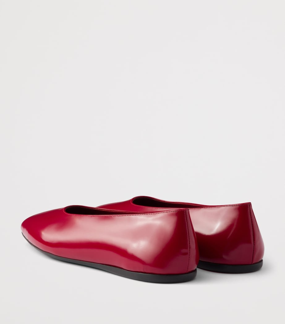 Prada Leather Logo Ballet Flats Red Image 4