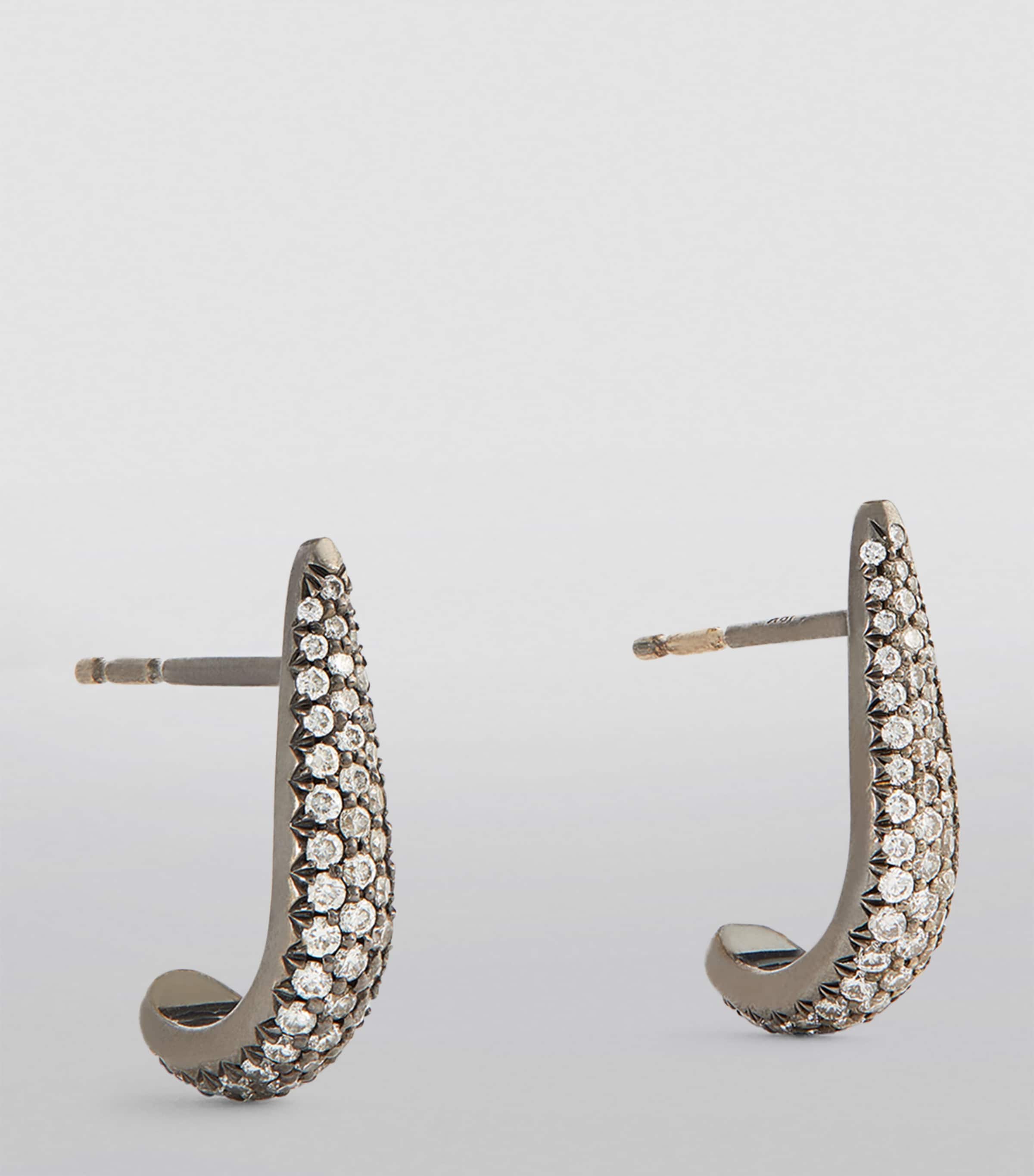 Eva Fehren Blackened White Gold and Diamond Claw Stud Earrings White Gold Image 2
