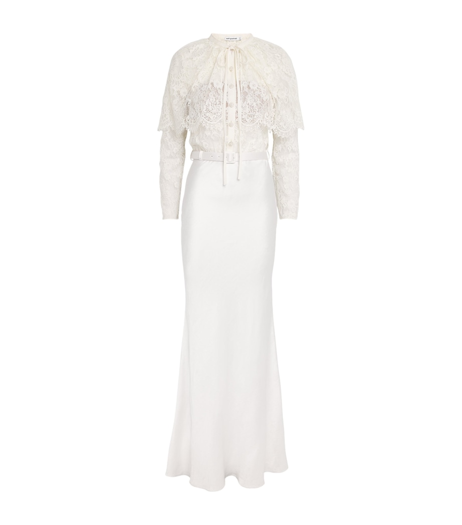 Lace Belted Maxi Dress WHITE Image 1