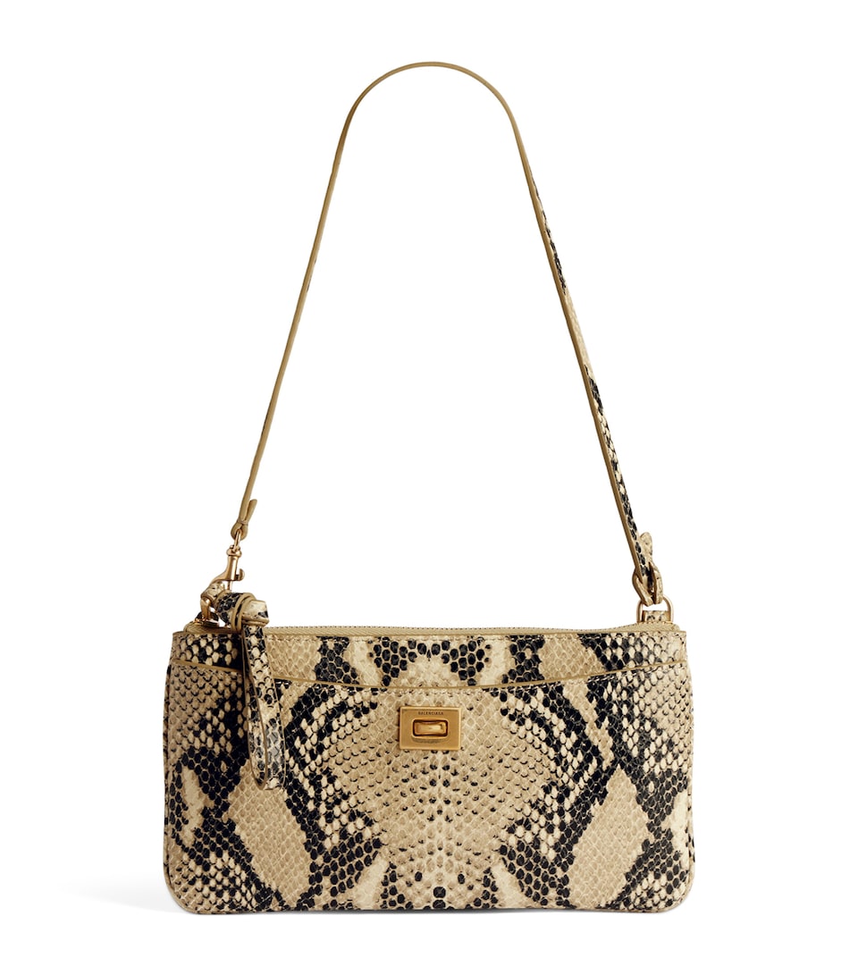 Balenciaga Calfskin Python-Embossed Pouch