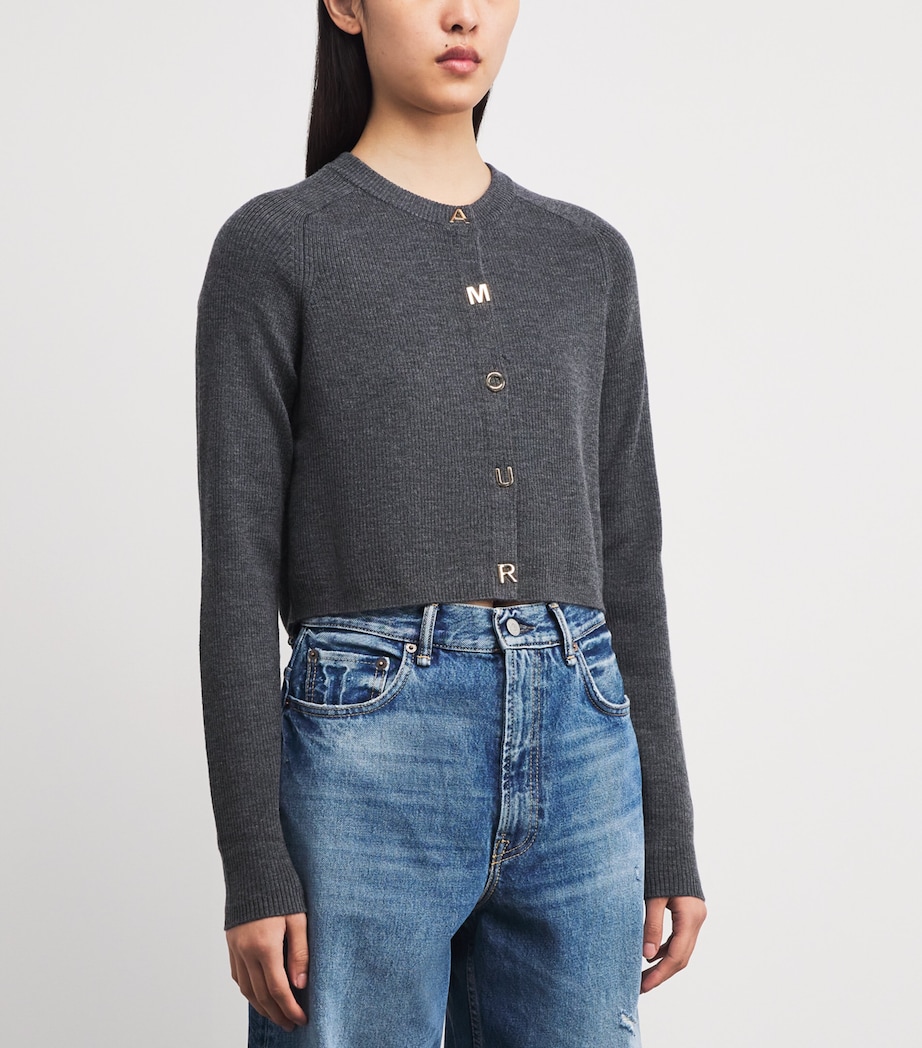 Wool Rib-Knit Cardigan GREY Image 3