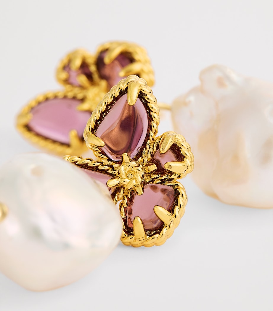 Pearl Bloom Earrings GOLD/BURGUNDYGLDBUR Image 5