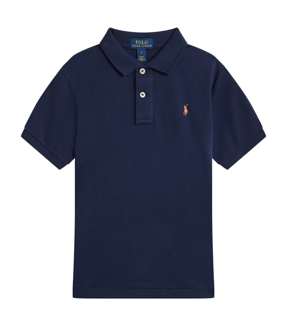 Cotton Polo Pony Polo Shirt (6-14 Years) NAVY Image 1