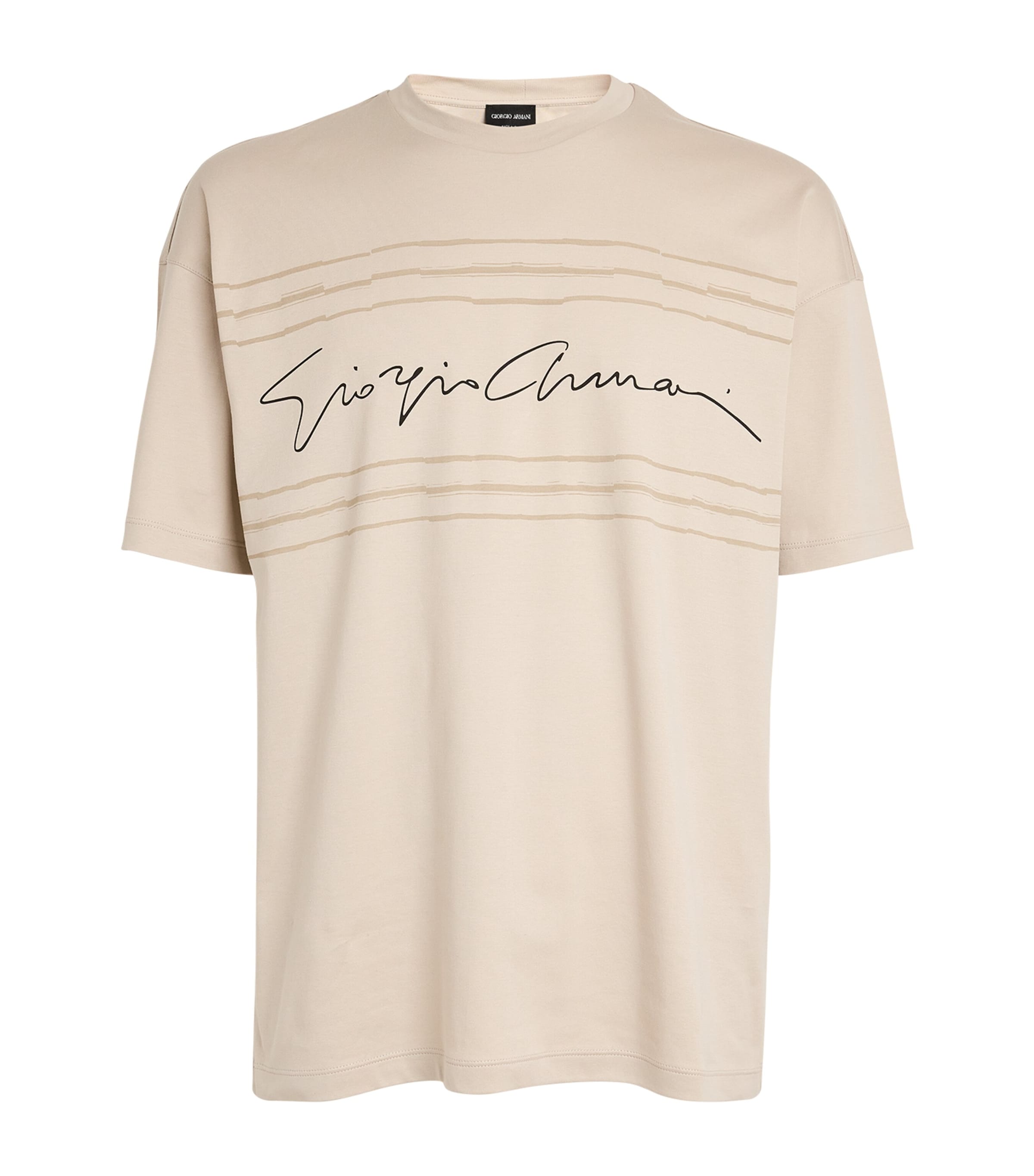 Giorgio Armani Official Store Asv Organic Cotton Jersey Crew-neck T-shirt In Beige