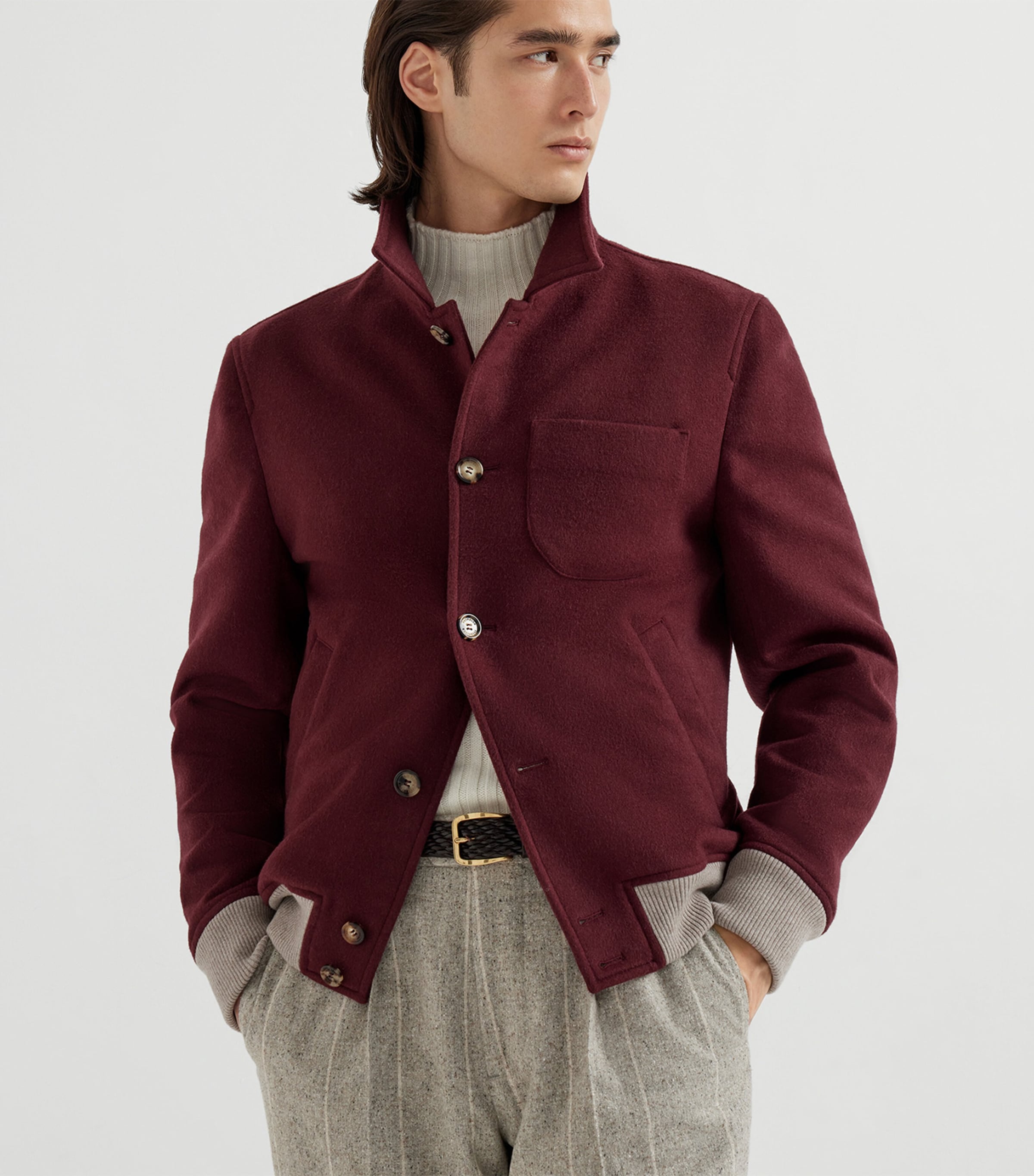 Wool Shirt-Style Bomber Jacket CH910 Image 2