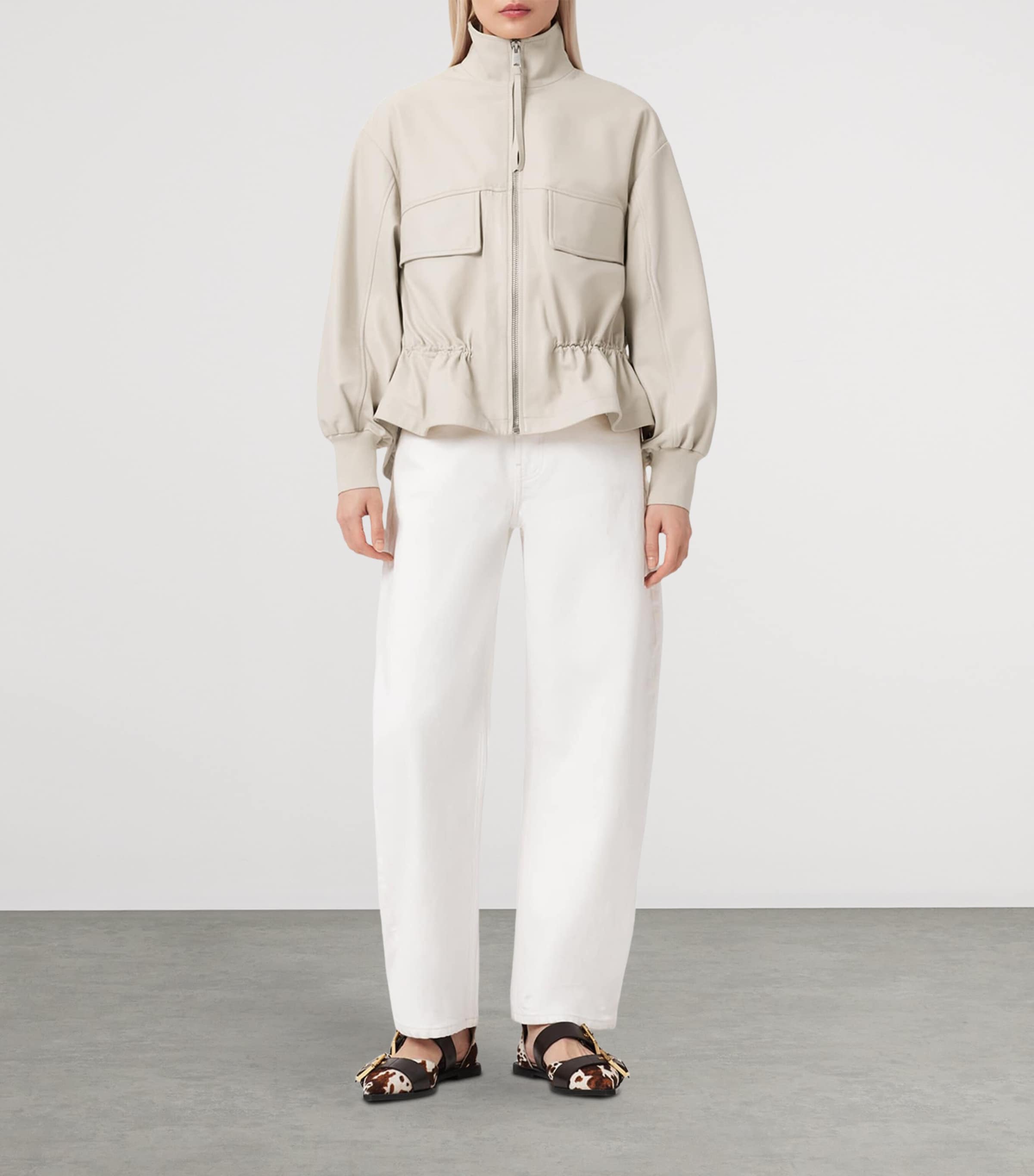 Leather Flor Jacket OFF WHITE Image 2