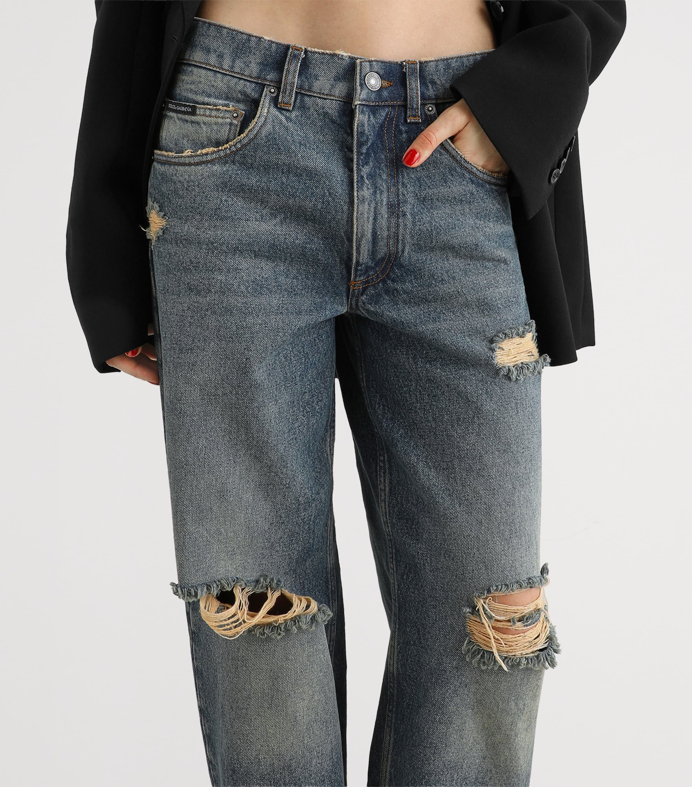 Dolce&Gabbana Womens Ripped Straight-Leg Jeans Combined Colou Image 4
