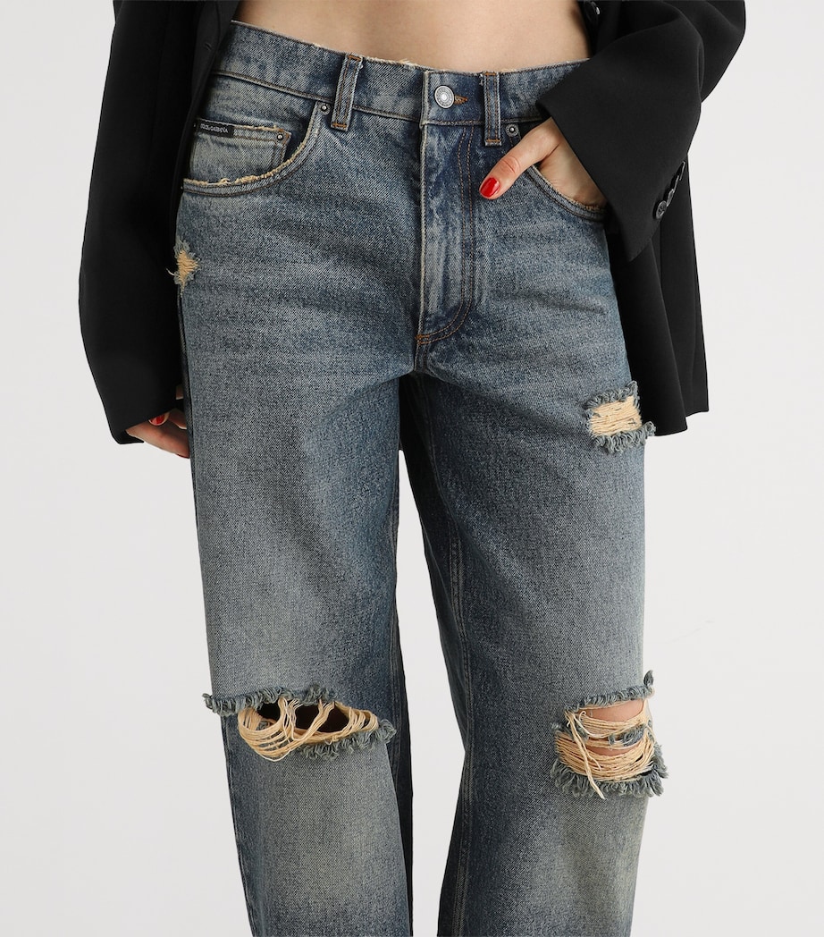 Dolce&Gabbana Womens Ripped Straight-Leg Jeans Combined Colou Image 4