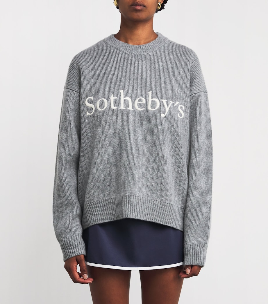 FRAME Womens x Sotheby's Cashmere Sweater Grey Melange Image 3