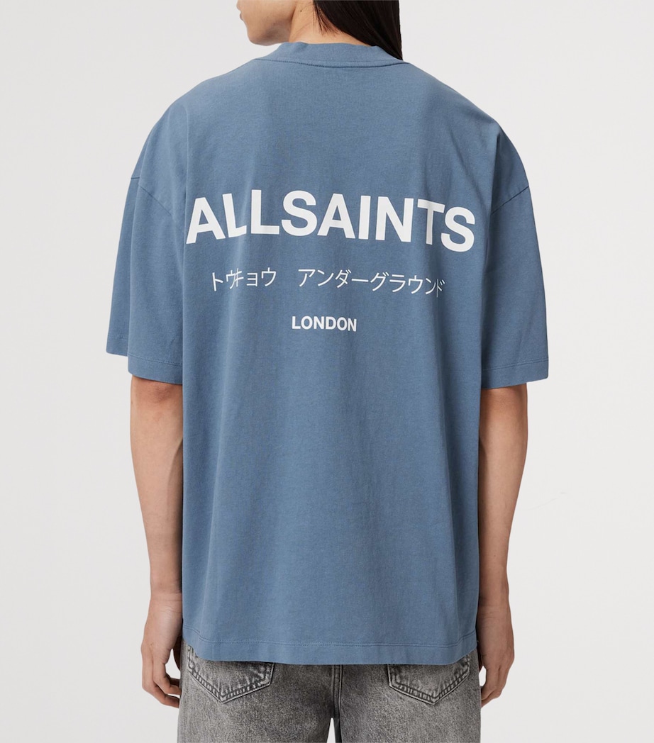 AllSaints Mens Cotton Underground Logo T-Shirt Maya Blue Image 4