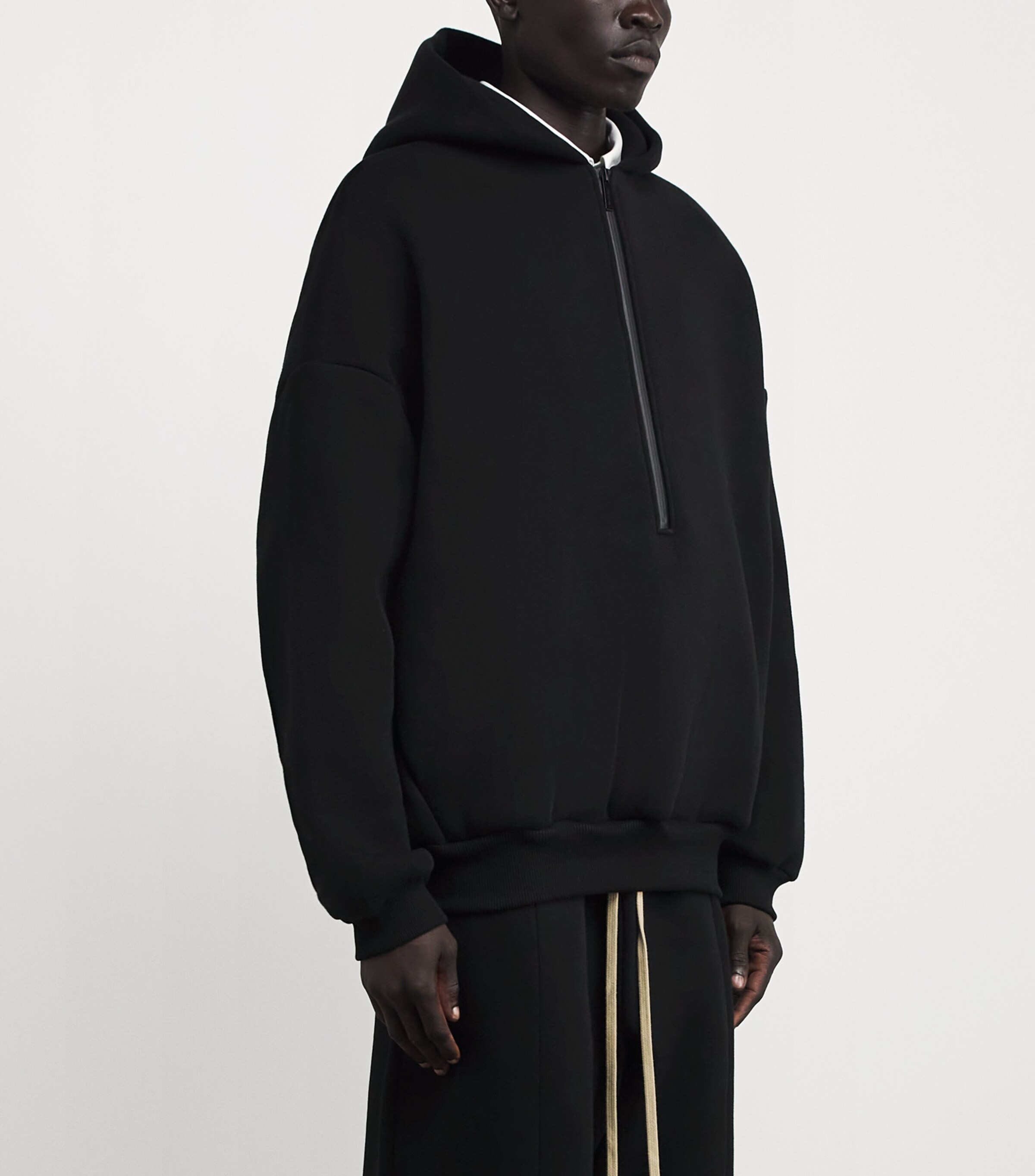 Half-Zip Athletic Hoodie BLACK Image 3