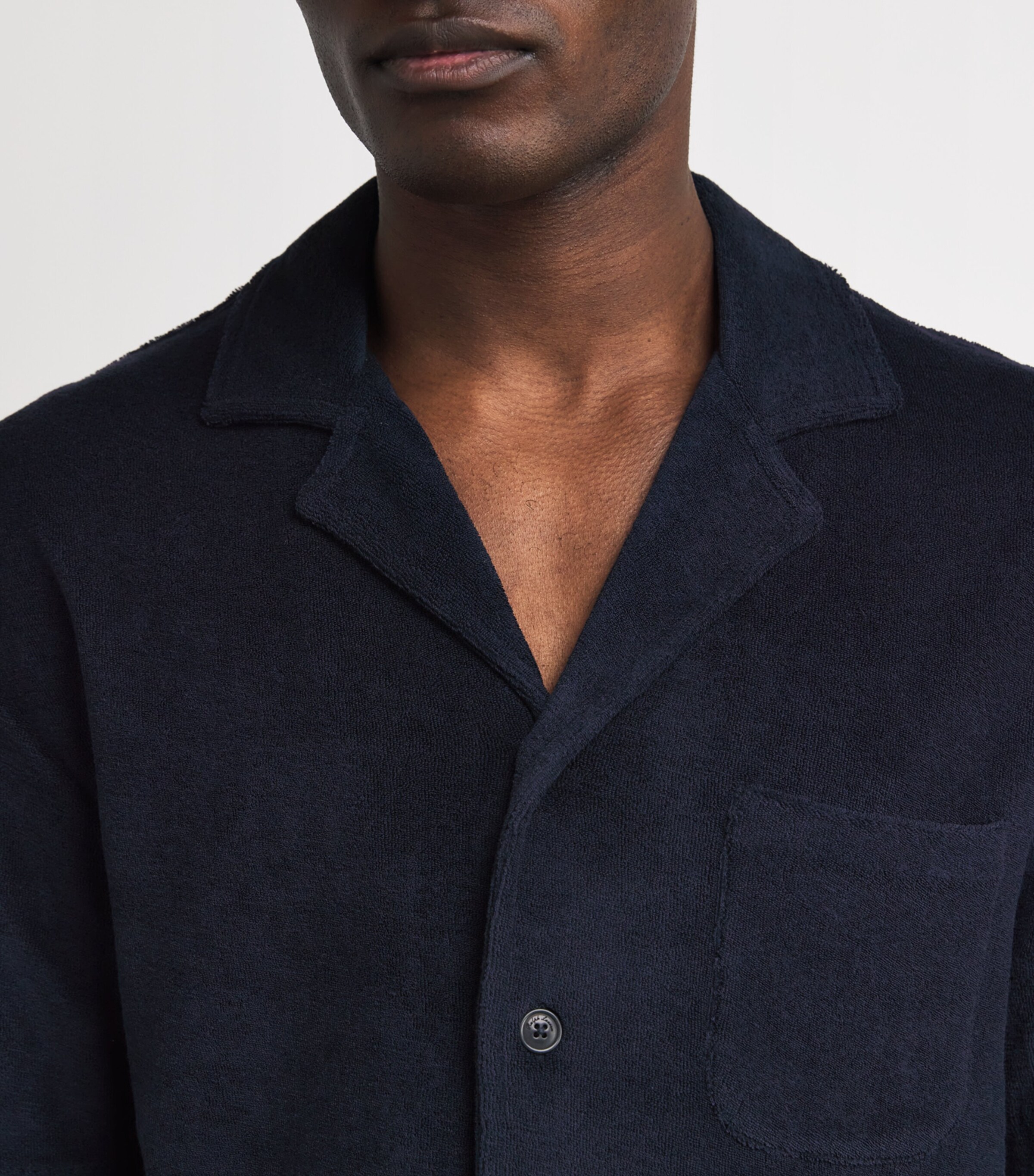 Ralph Lauren Purple Label Mens Cotton-Blend Textured Shirt Classic Chairman Nav Image 6