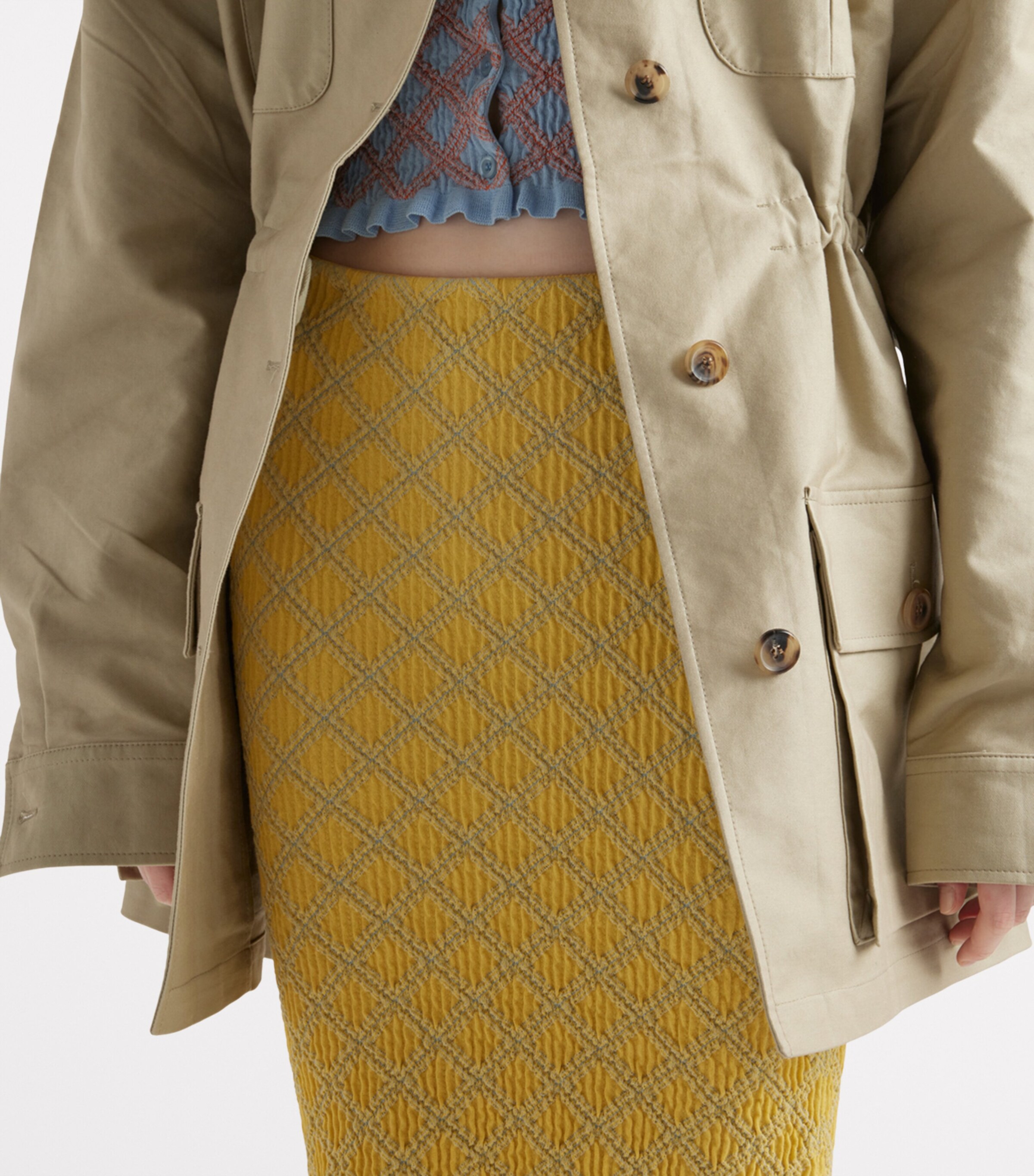 Prada Womens Cotton Smock Stitch Pencil Skirt Image 5