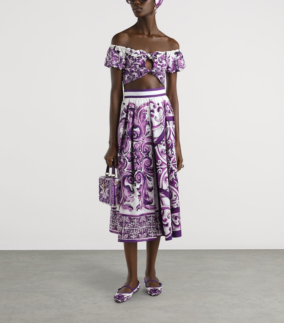 Cotton Majolica Print Crop Top I13TN-MAIOLICA 4 Image 2