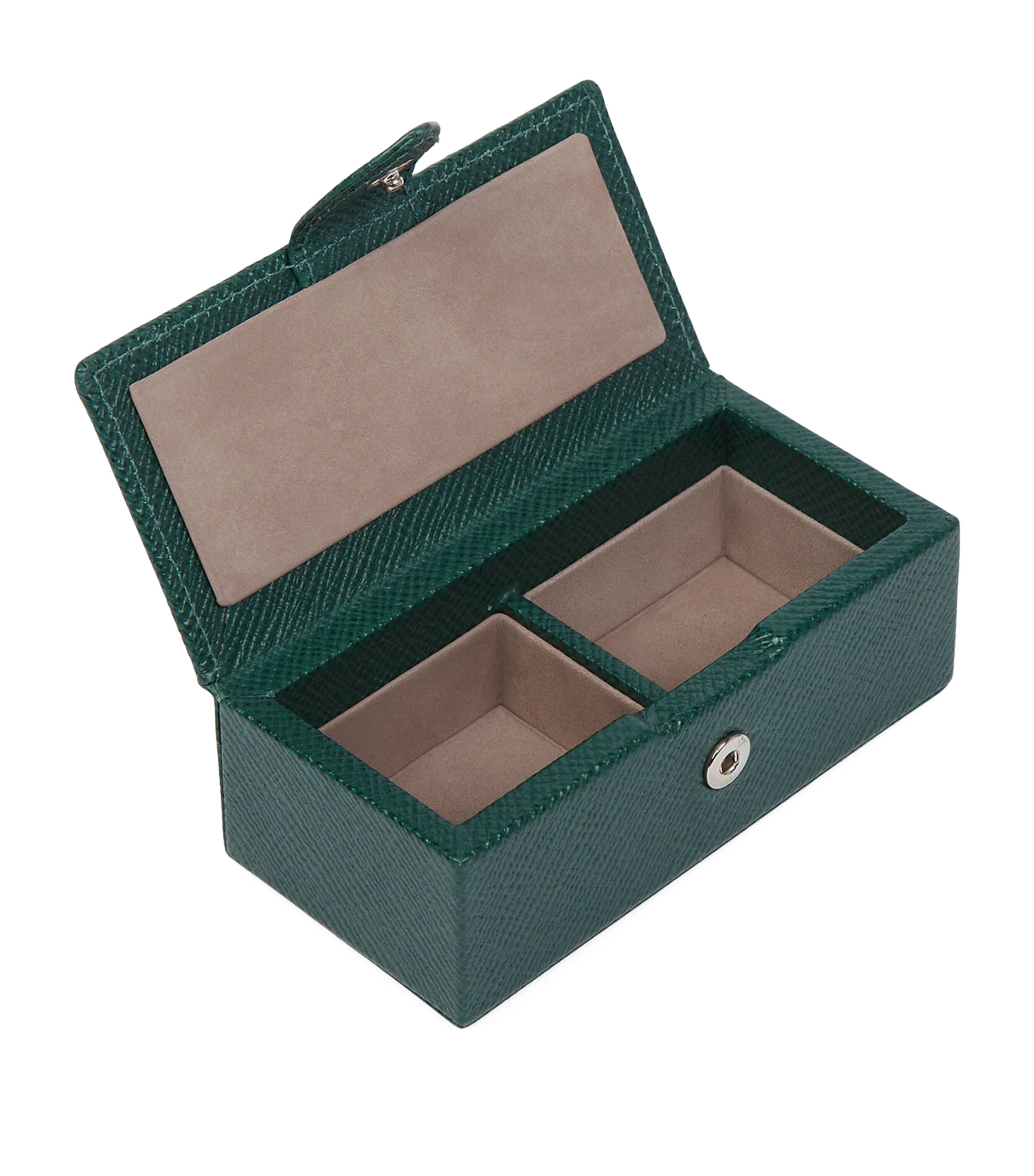 Smythson Panama Leather Cufflink Box Forest Green Image 2
