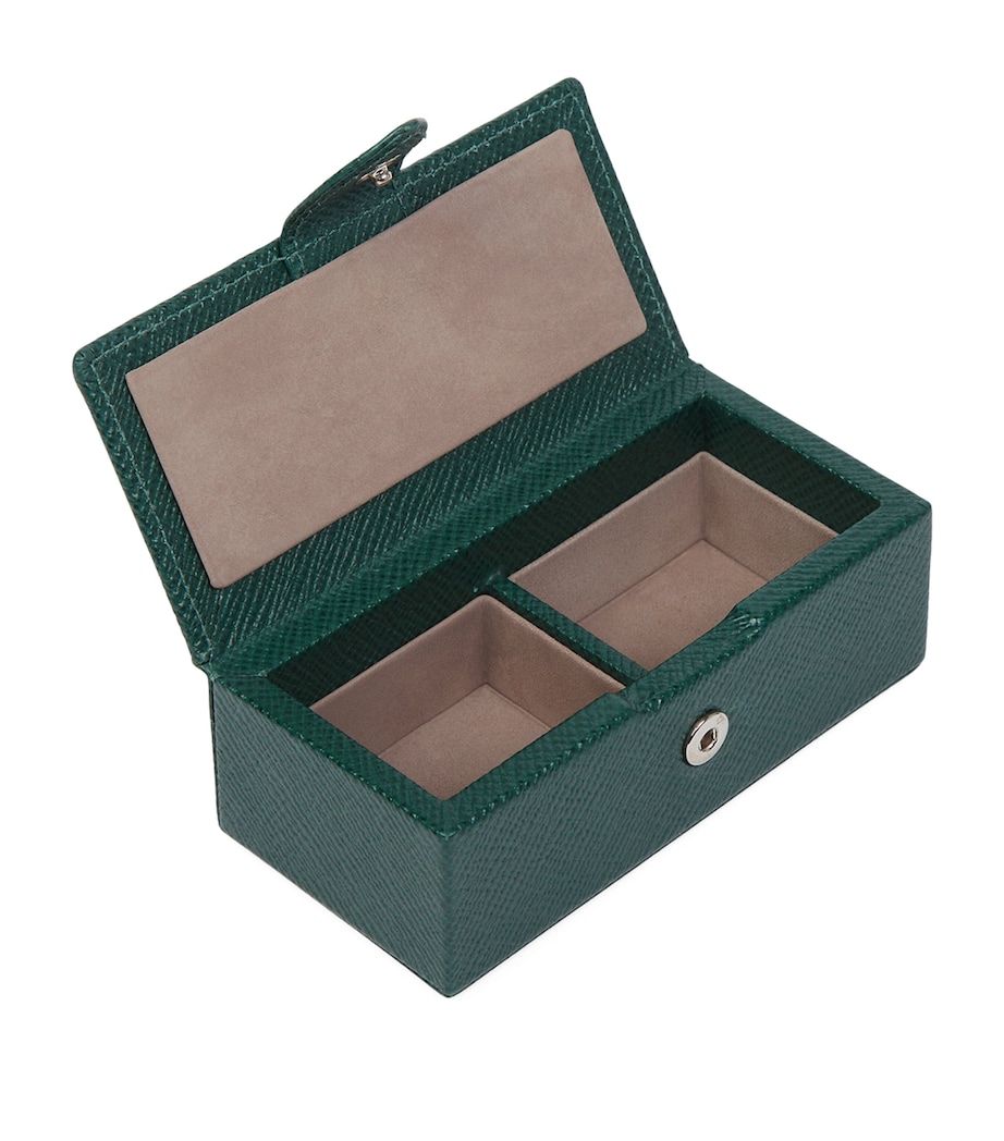 Smythson Panama Leather Cufflink Box Forest Green Image 2