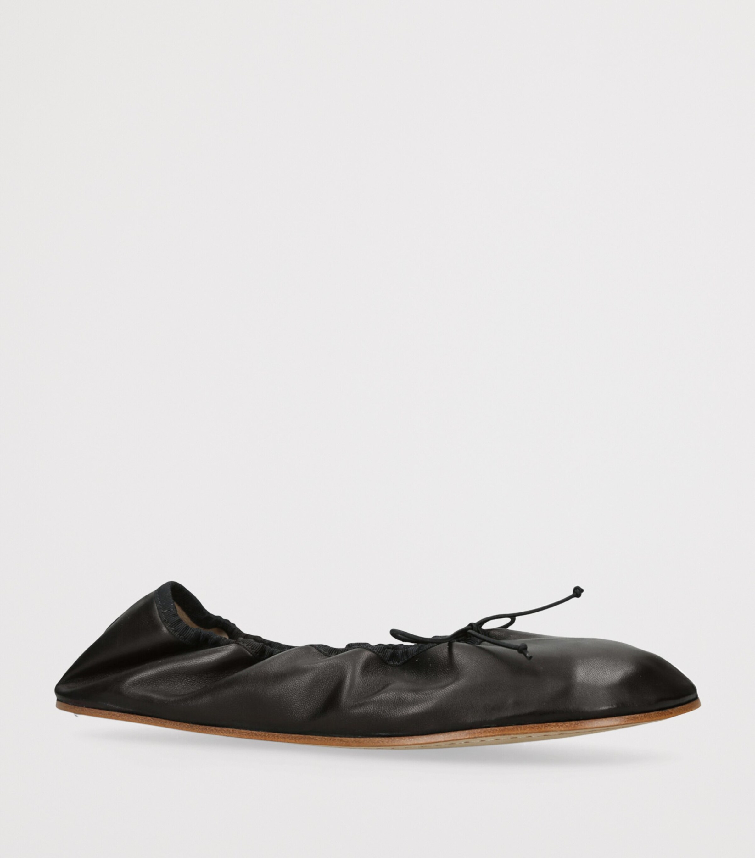 Nappa Leather Round Ballet Flats BLACK Image 3