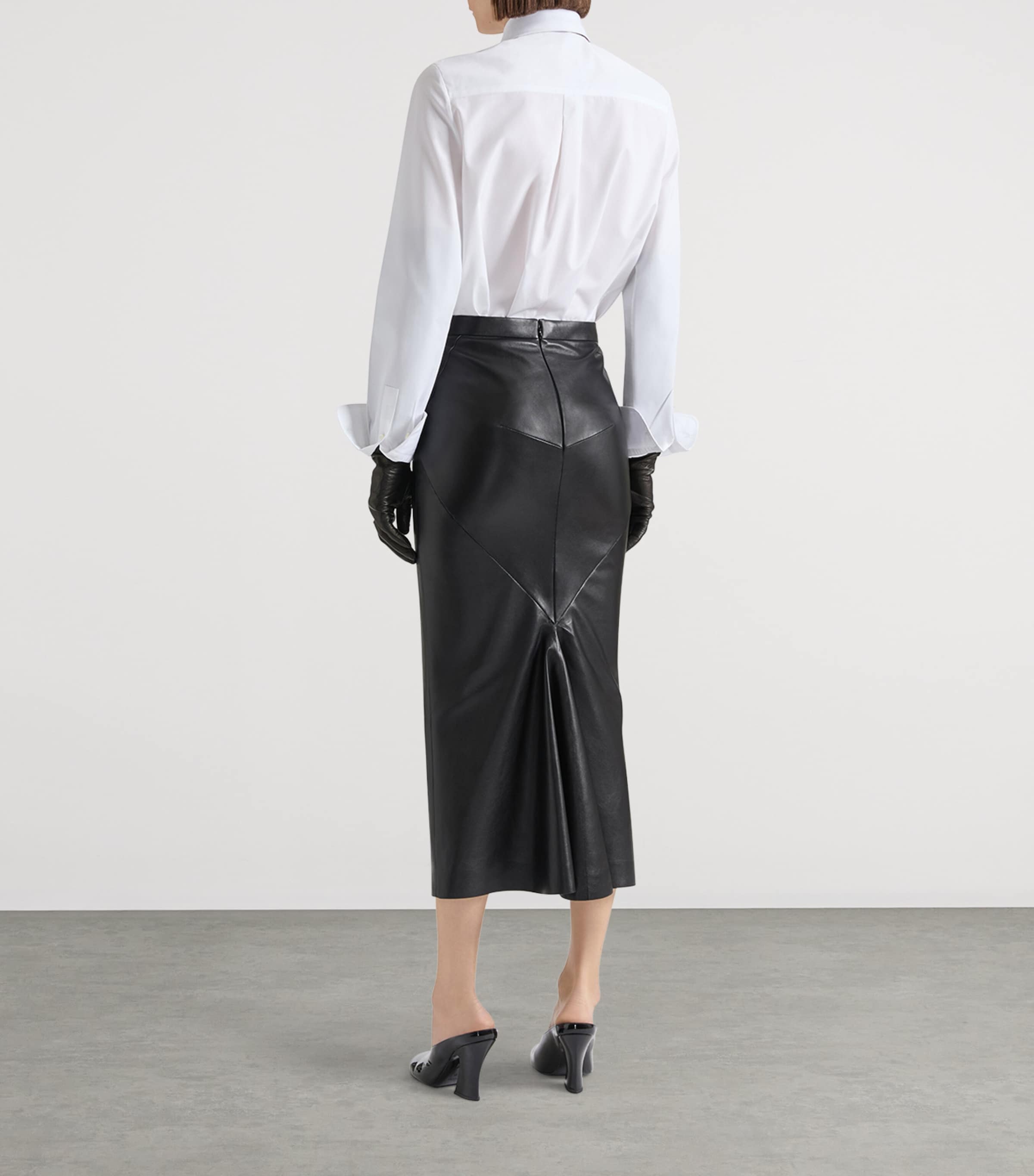 Givenchy Leather Low-Waist Midi Skirt | Harrods US