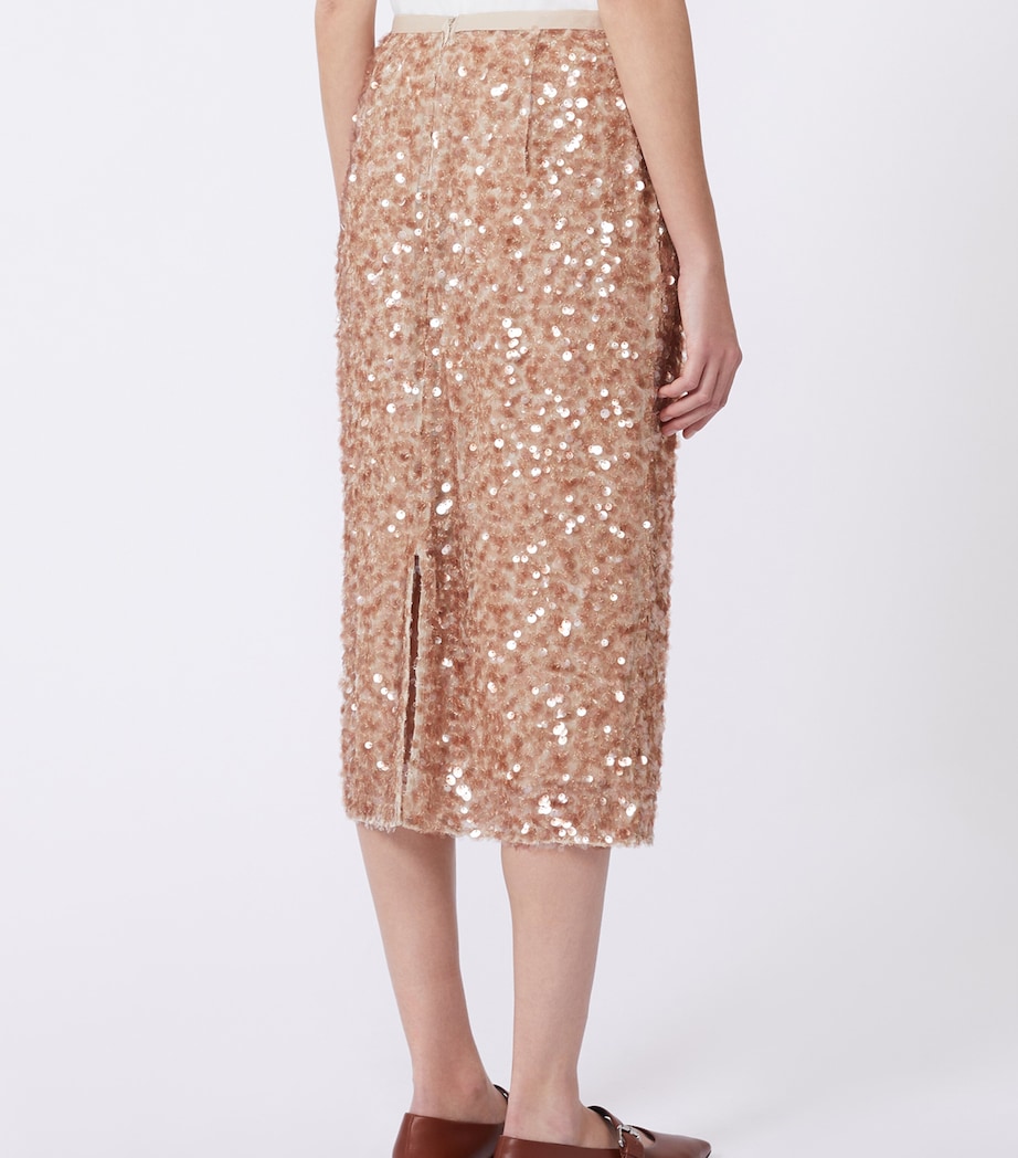 Weekend Max Mara Womens Sequinned Midi Skirt Nudo Image 4