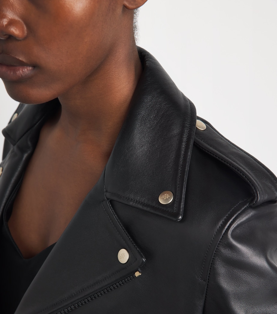 Eleventy Womens Biker Leather Jacket Nero Image 3