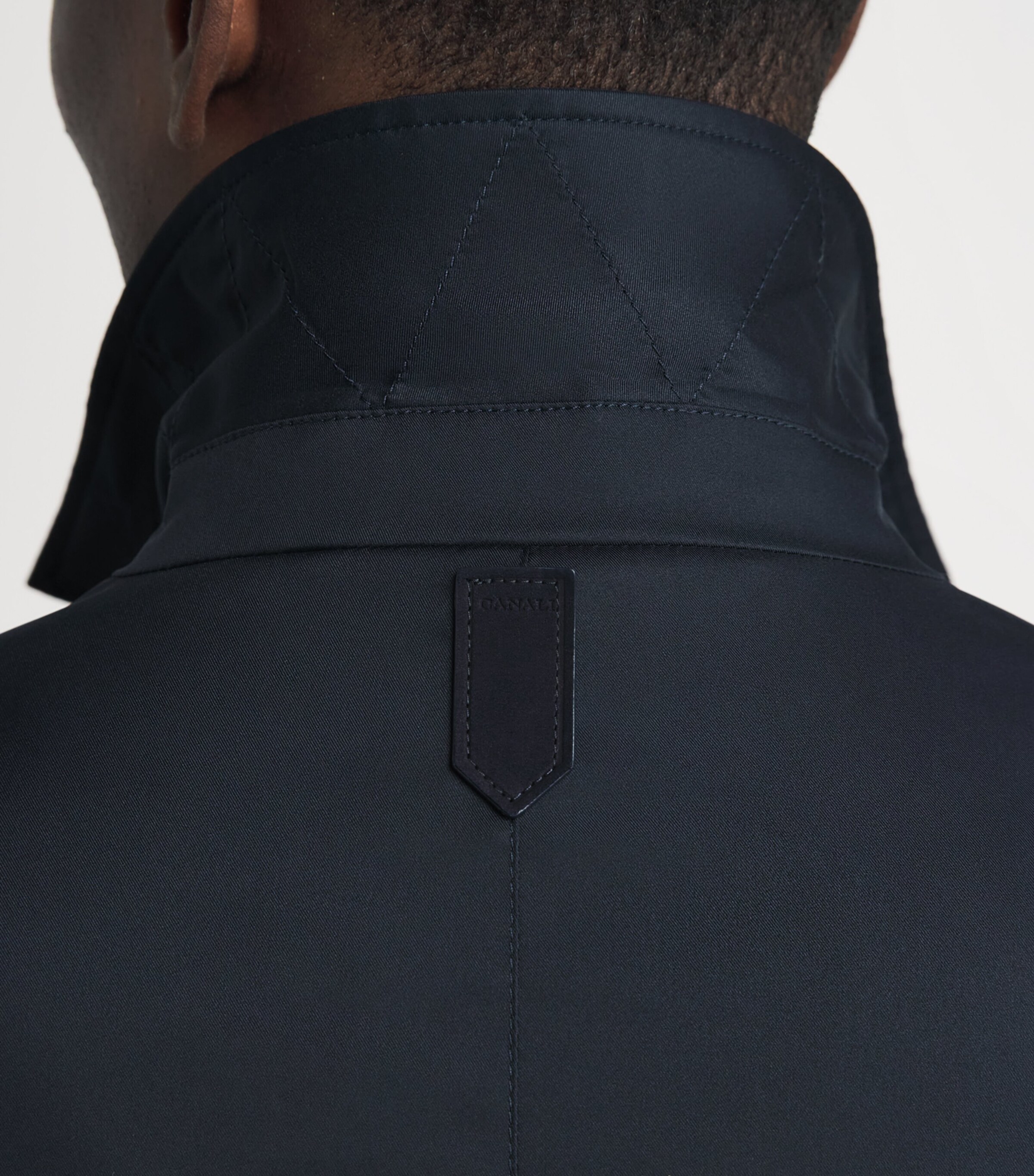 Canali Mens Technical Car Coat Navy Image 3