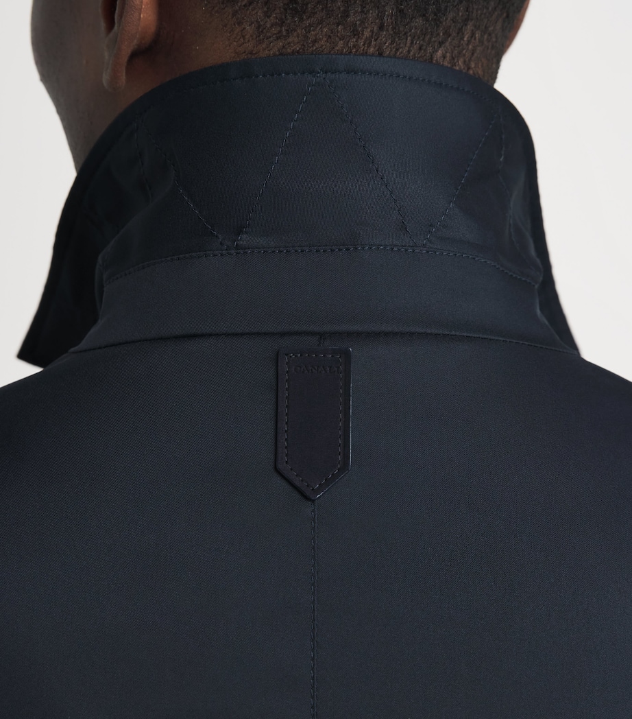 Canali Mens Technical Car Coat Navy Image 3