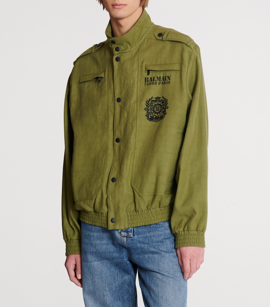 Cotton-Linen Aviator Jacket 7CW KAKI Image 5