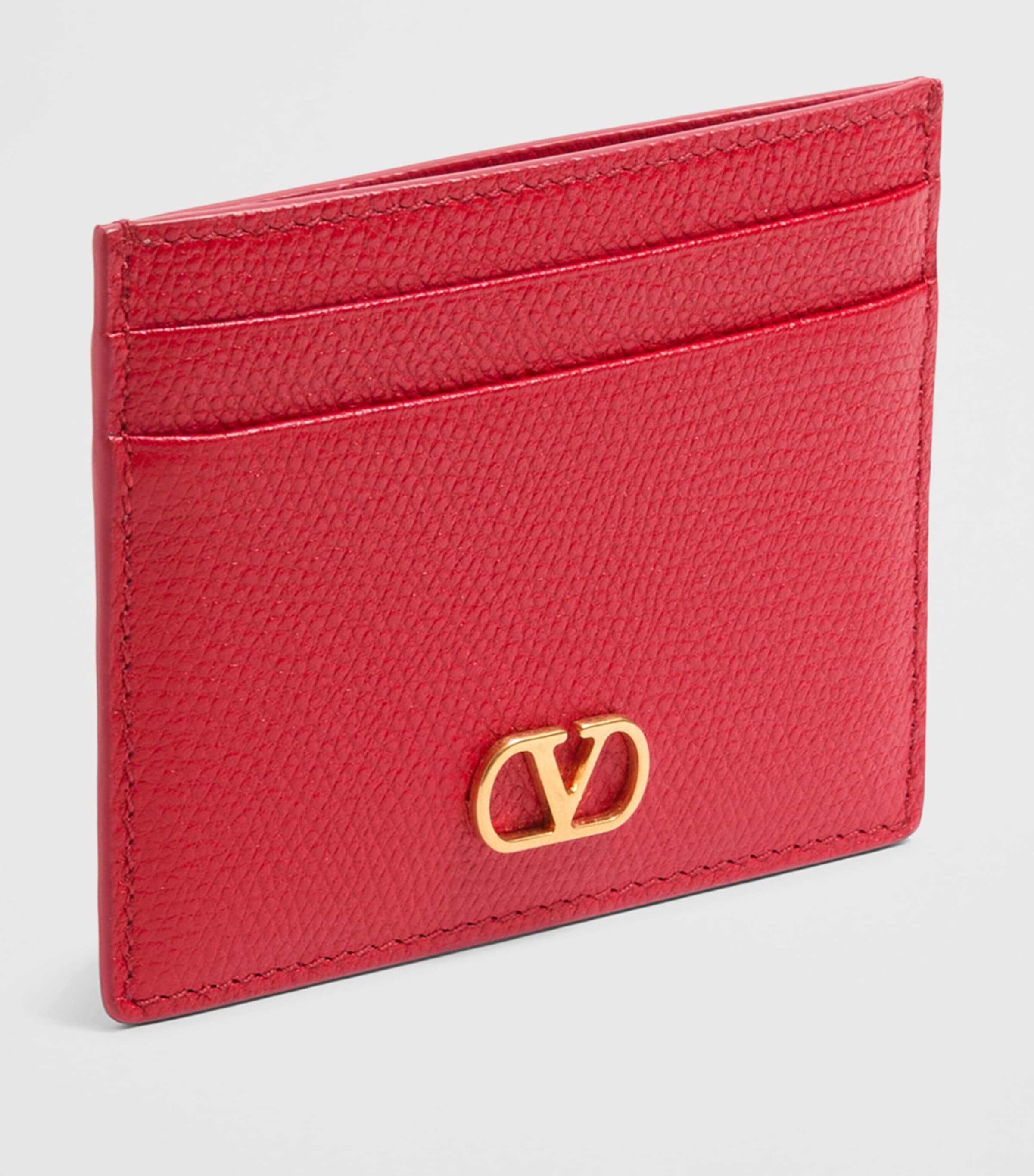 Grained Leather VLogo Signature Card Holder JU5 Image 2