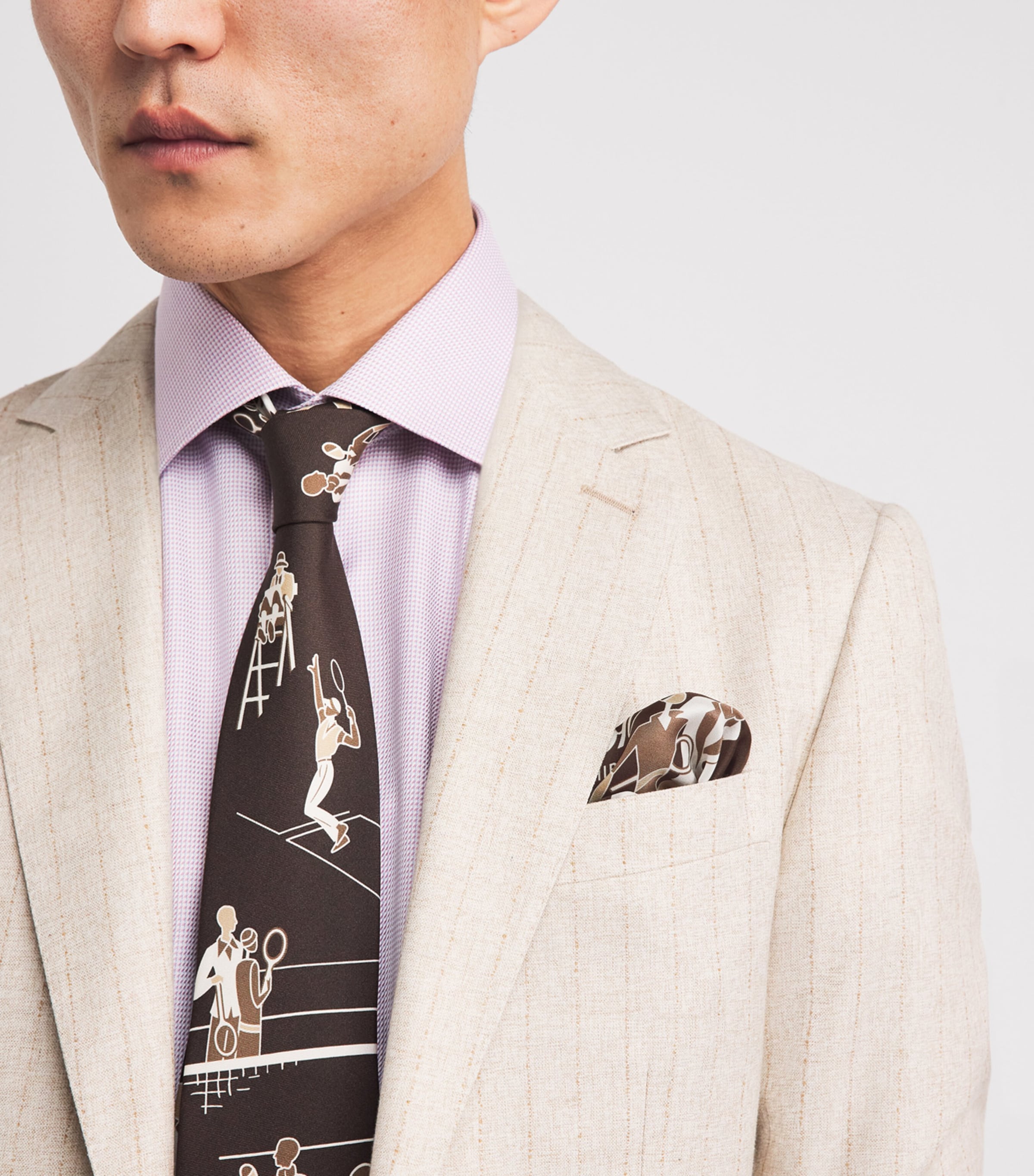 Ralph Lauren Purple Label x Wimbledon Silk Pocket Square Soft Mocha Image 2