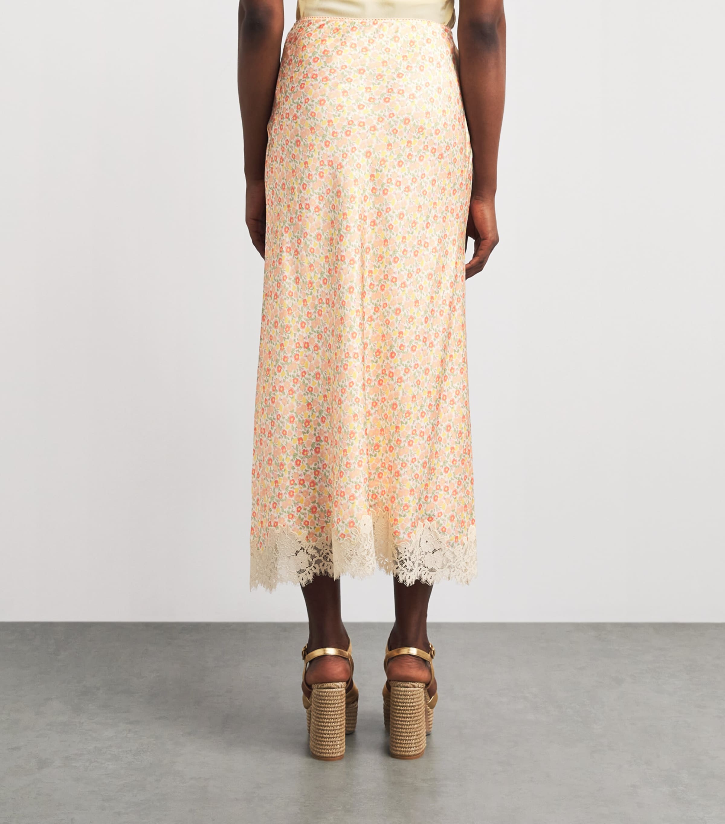 Rixo Womens Satin Floral Matilde Maxi Skirt Katie Floral Cream Image 5