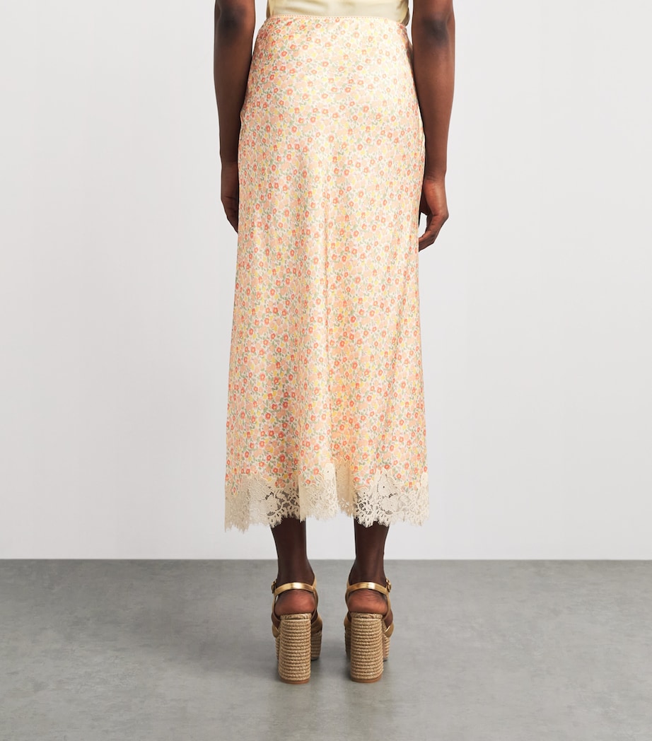 Rixo Womens Satin Floral Matilde Maxi Skirt Katie Floral Cream Image 5