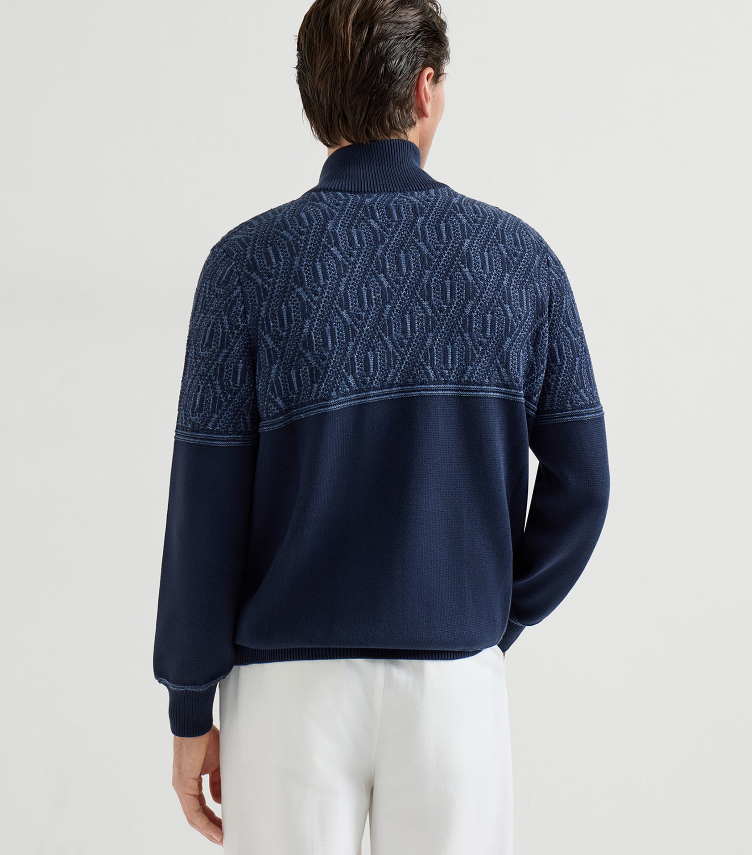 Brunello Cucinelli Mens Cotton Geometric Jacquard Cardigan Image 4